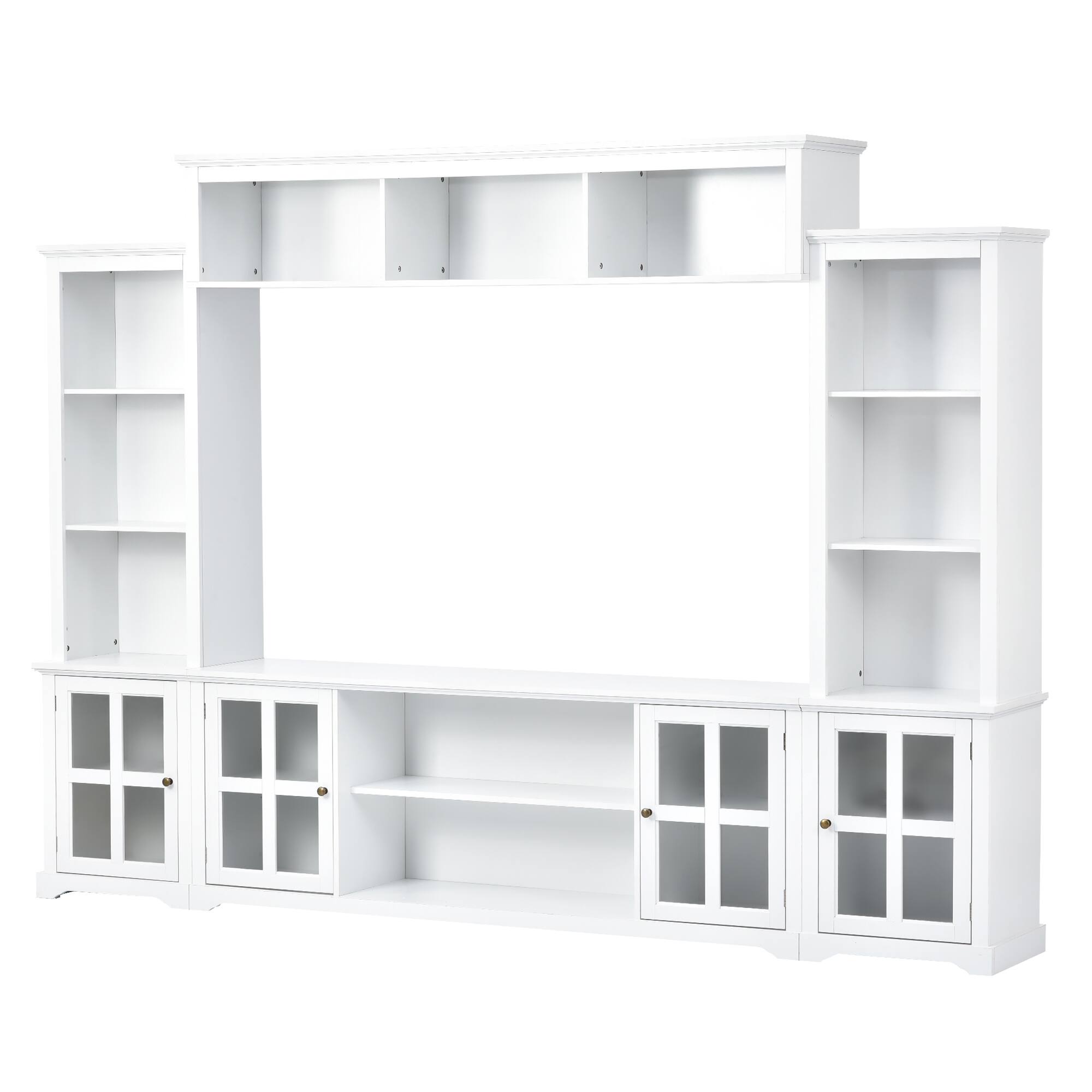 Alt View 5. APRILSOUL - Minimalism Entertainment Wall Unit TV Console for TVs Up to 70 Tempered Glass White - White.