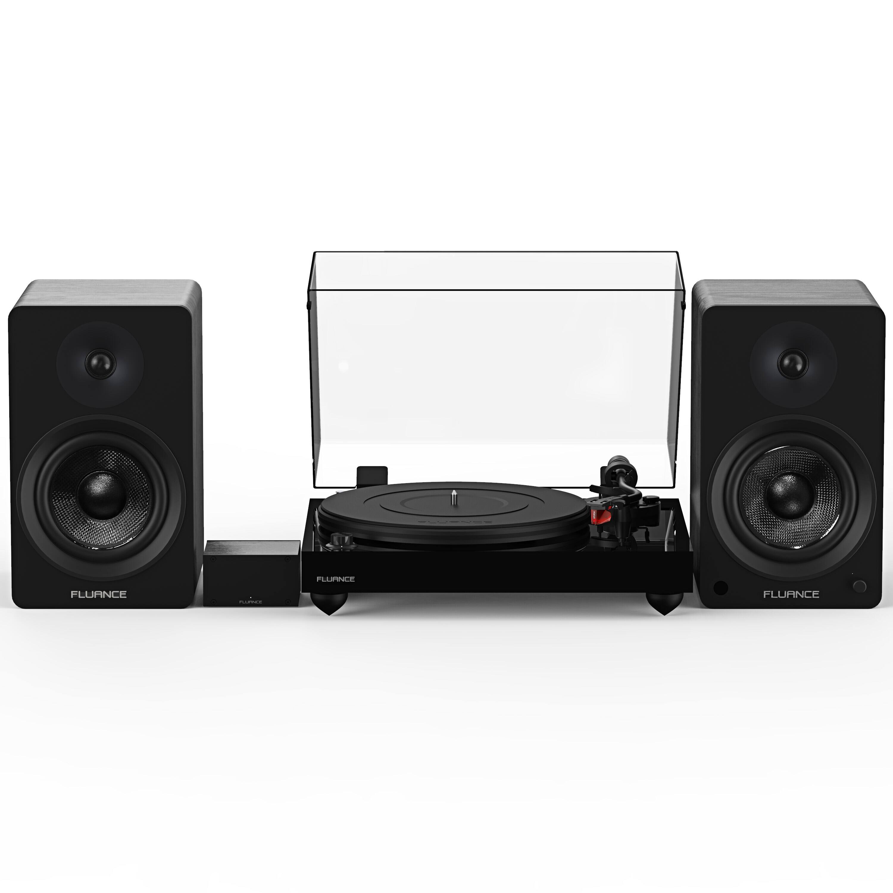 Fluance - RT83 Reference High Fidelity Vinyl Turntable, PA10 Phono Preamp and Ai61 Powered 6.5" Stereo Bookshelf Speakers - Piano Black