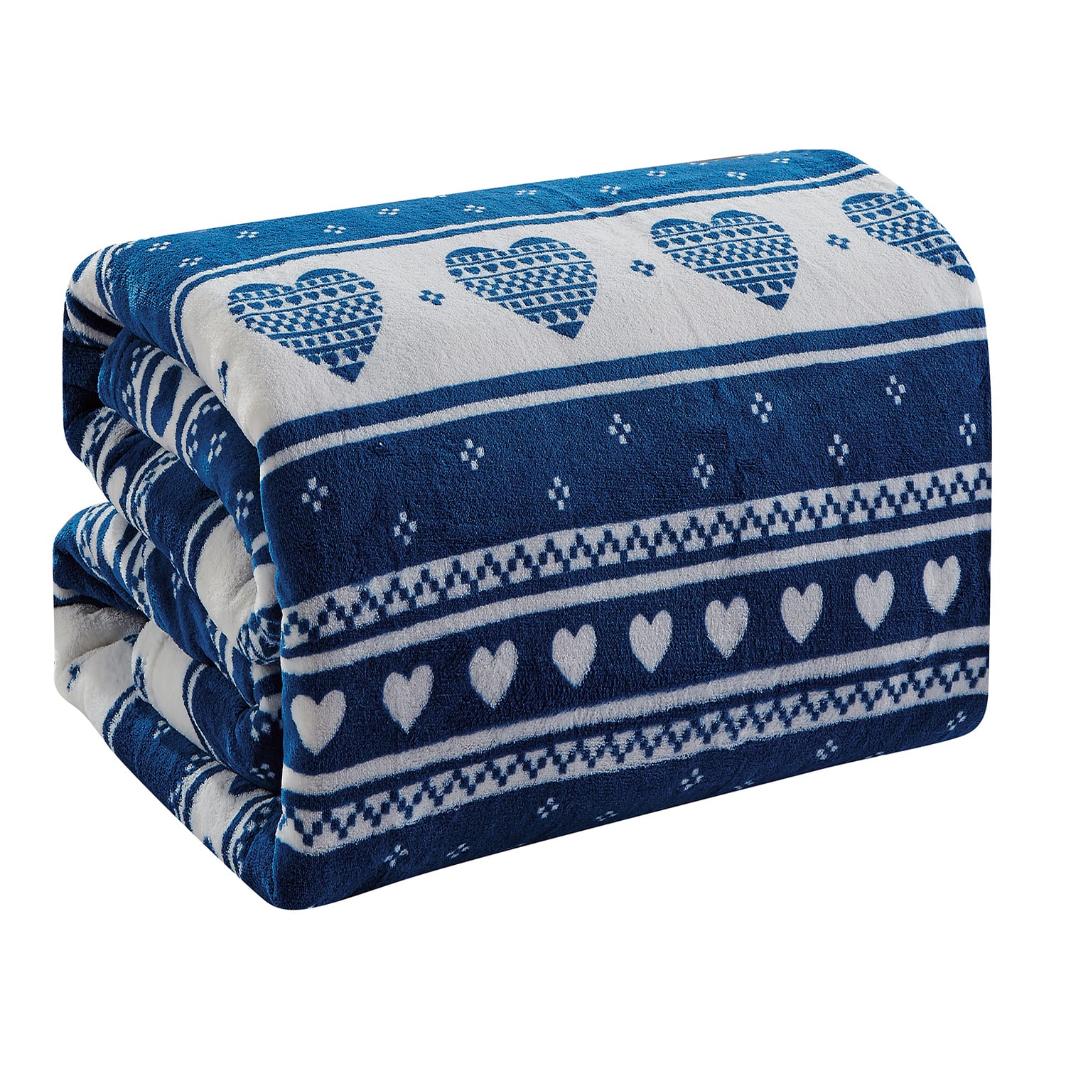 Noble House - Heartfelt Valentine Micro Plush Blanket Queen 86 x 86 - Navy