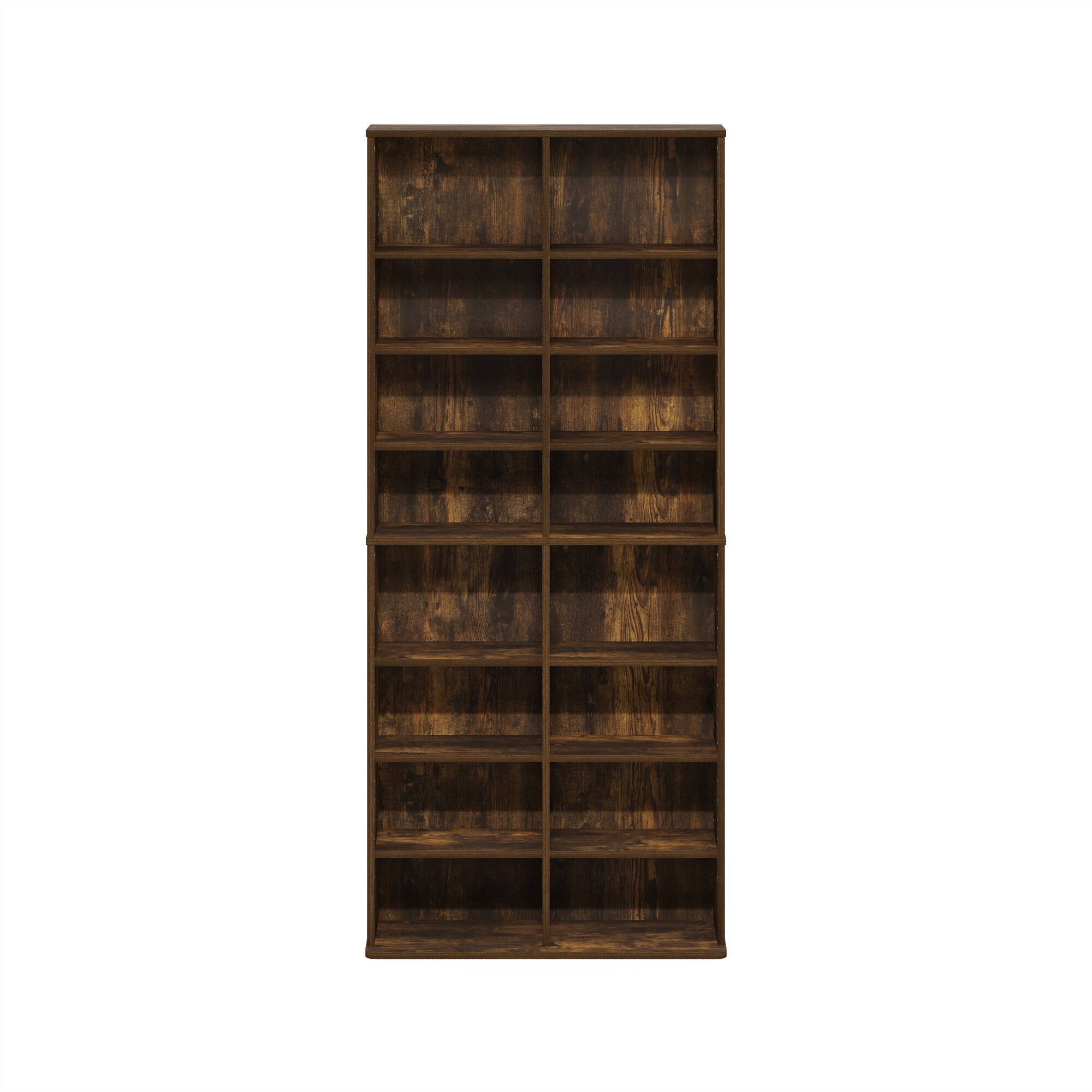 Alt View 2. Furinno - JAYA 16-Shelf Multimedia Media Storage Tower Rack with Adjustable Shelves - Amber Pine.