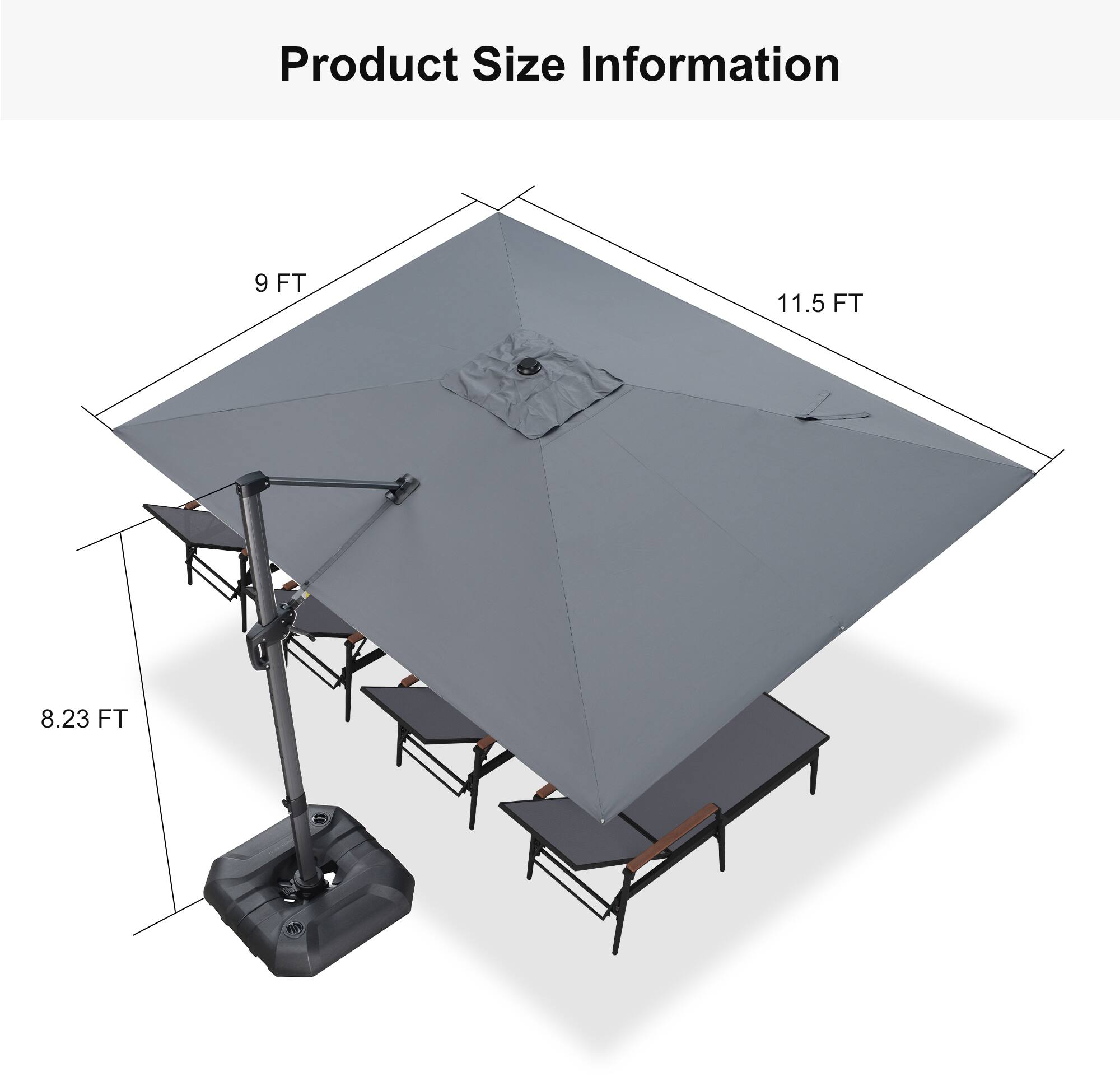 Product Size Information  
9 FT  
11.5 FT  
8.23 FT