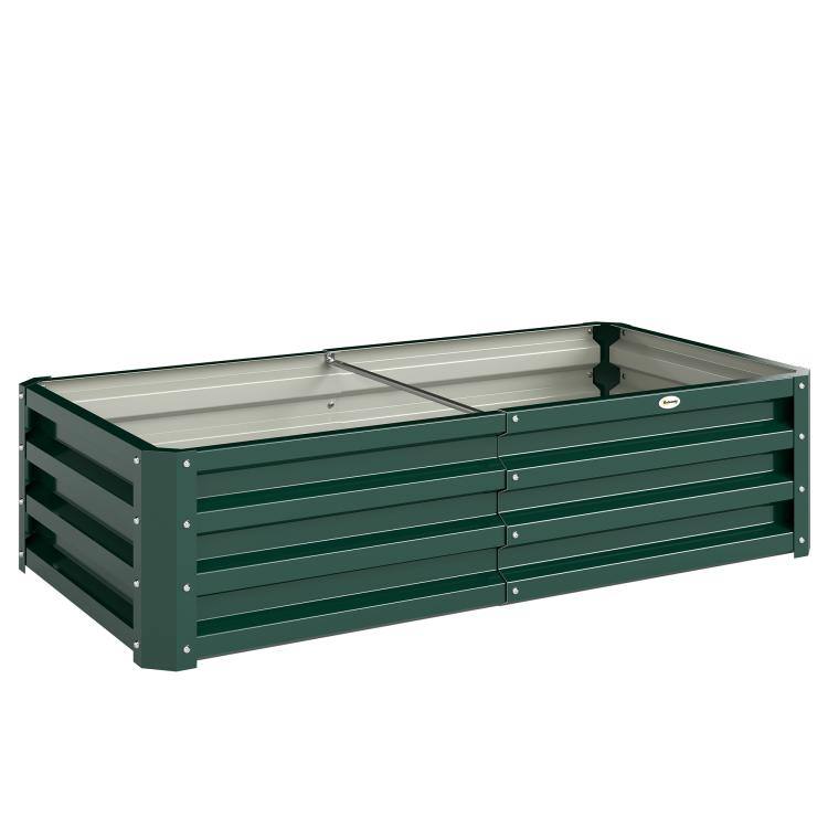 Alt View 10. PULUZ - Galvanized Raised Garden Bed, 4' x 2' x 1' Metal Planter Box, for Growing Vegetables, Flowers, Herbs, Succulents - Green.