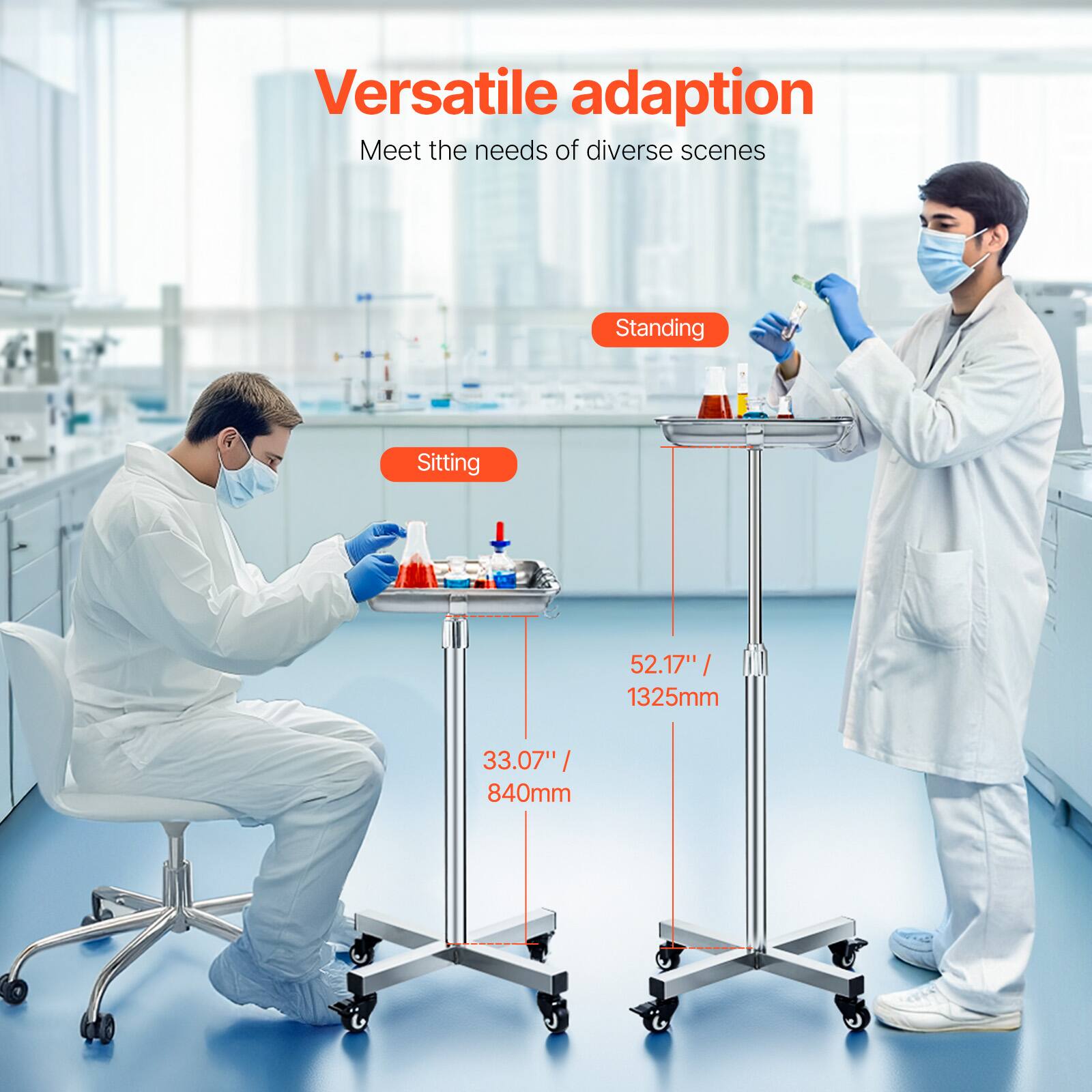 Versatile adaption, Meet the needs of diverse scenes, Standing, Sitting, 52.17" / 1325mm, 33.07" / 840mm