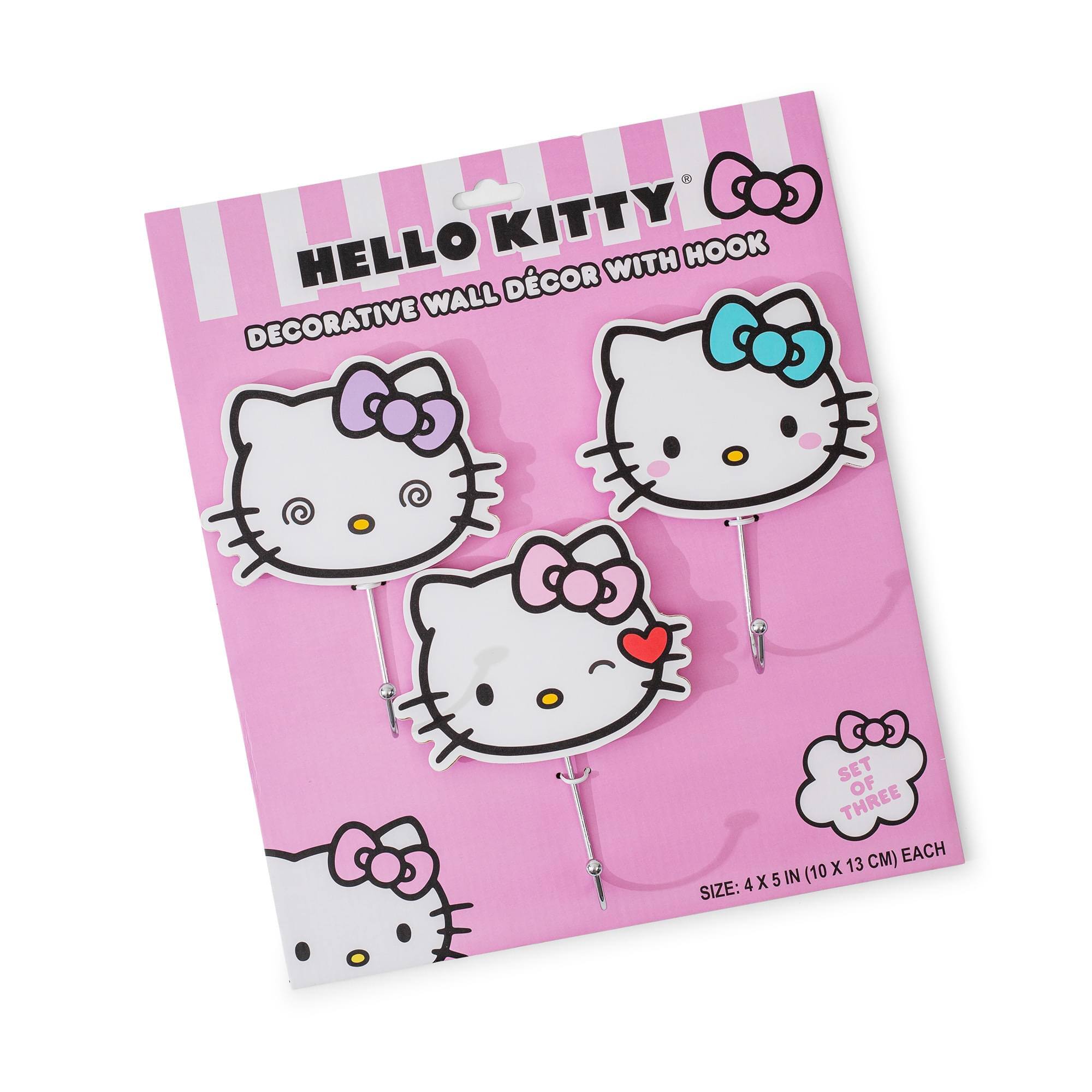 HELLO KITTY  
DECORATIVE WALL DECOR WITH HOOK  

SET OF THREE  

SIZE: 4 X 5 IN (10 X 13 CM) EACH