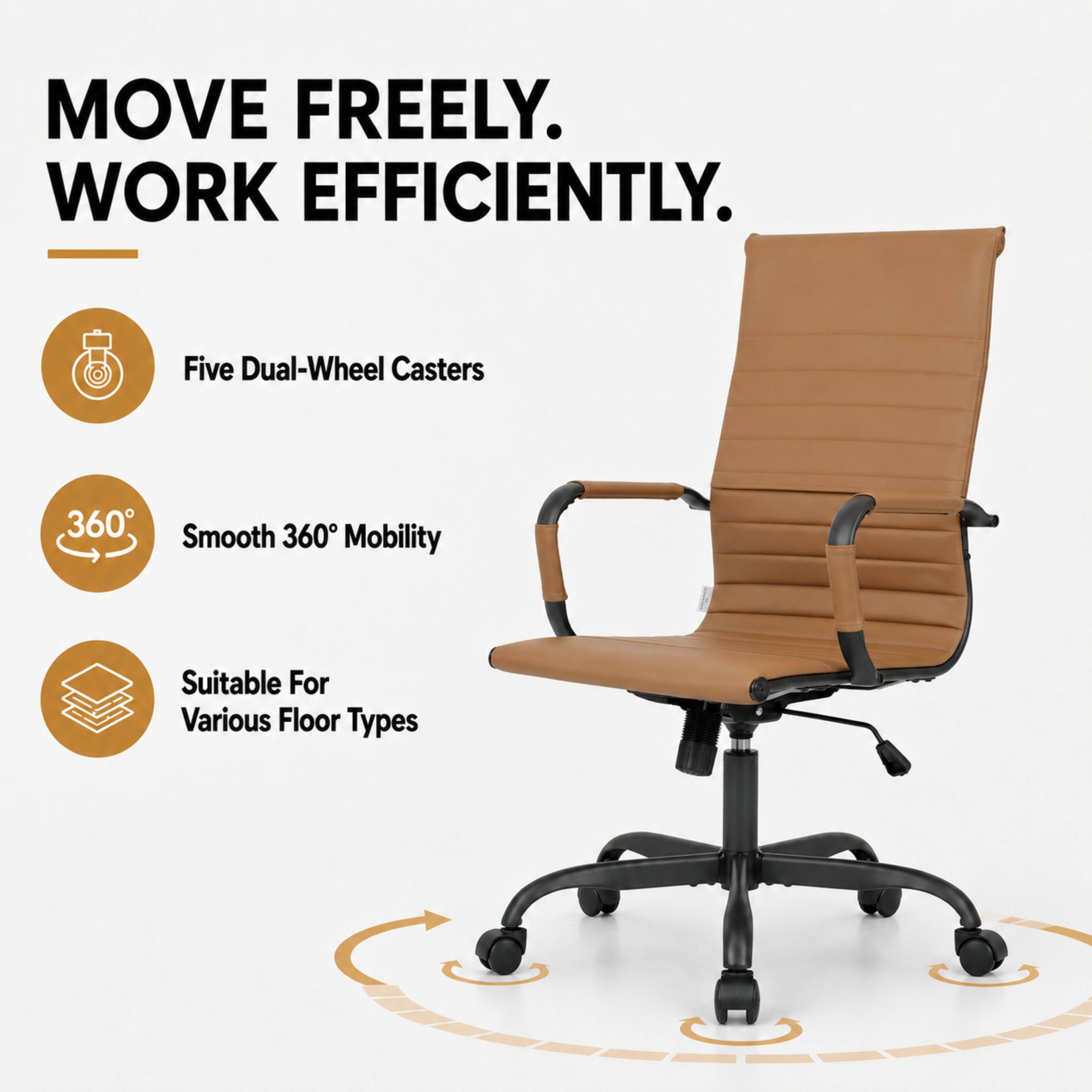 MOVE FREELY. WORK EFFICIENTLY.

Five Dual-Wheel Casters

Smooth 360° Mobility

Suitable For Various Floor Types