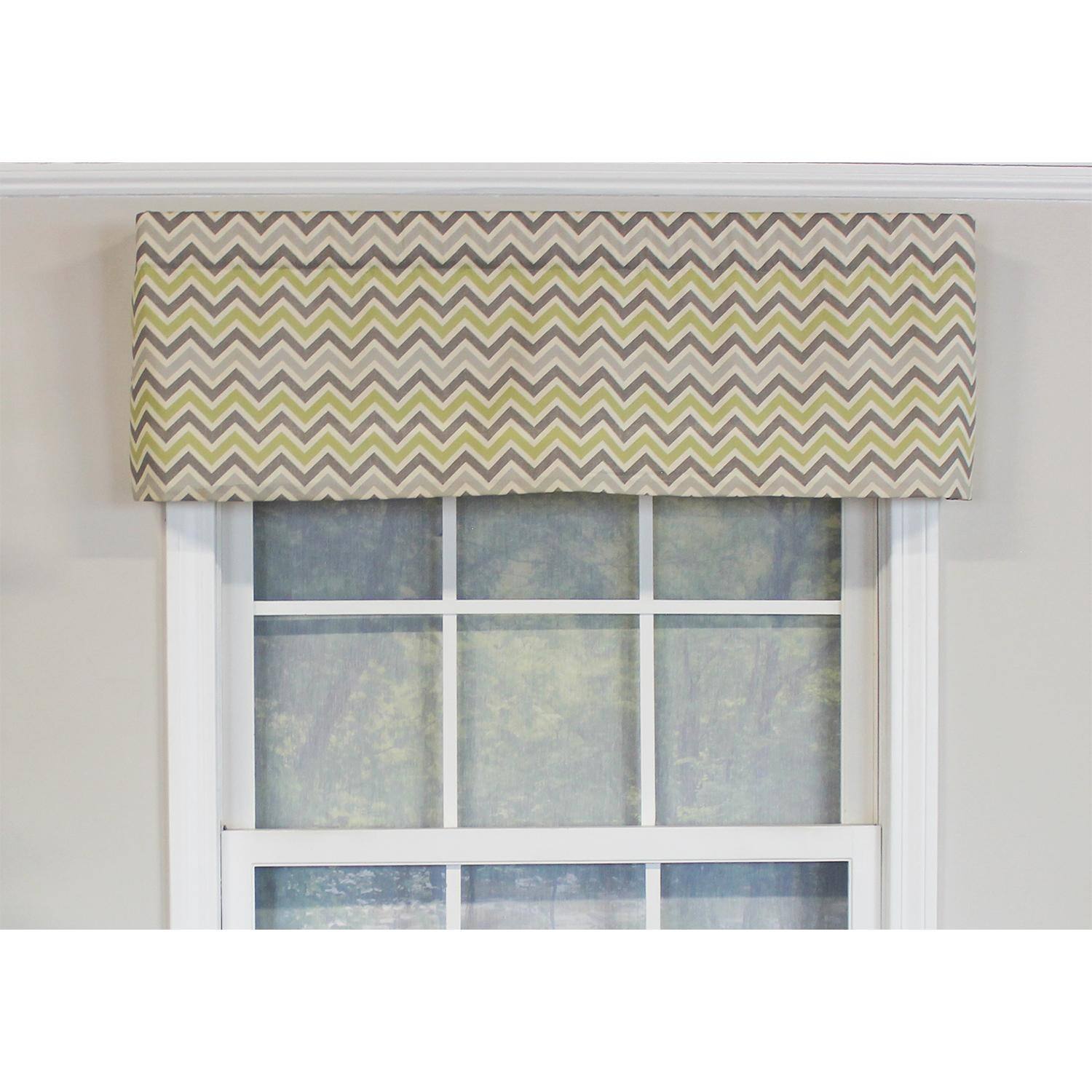 Angle. RLF Home - RLF Home See Saw Tailored 100% Cotton with Fully Lined 3" Rod Pocket Valnance for Windows 50" x 14" Fern Green - Fern Green.