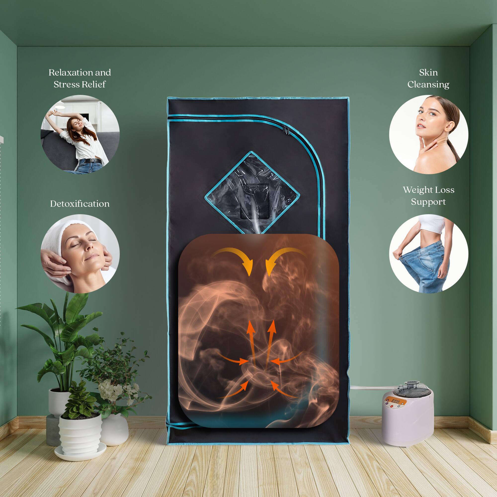 JOMEED 35 x 35 Inch Portable Zip Sauna with Chair for Home