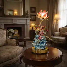 FC Design - 15"H Multicolor Fairy with Dolphin Base Floral Touch Lamp