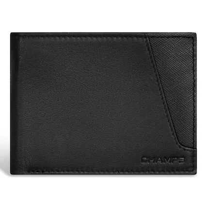 Front. Champs - Iconic Collection Leather Top Wing Wallet - BlackBlack.