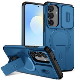 UUCOVER - Magnetic Case for Samsung Galaxy S25 FE Shockproof TPU+PC Case Compatible with MagSafe Stand Sliding Camera Cover - Blue
