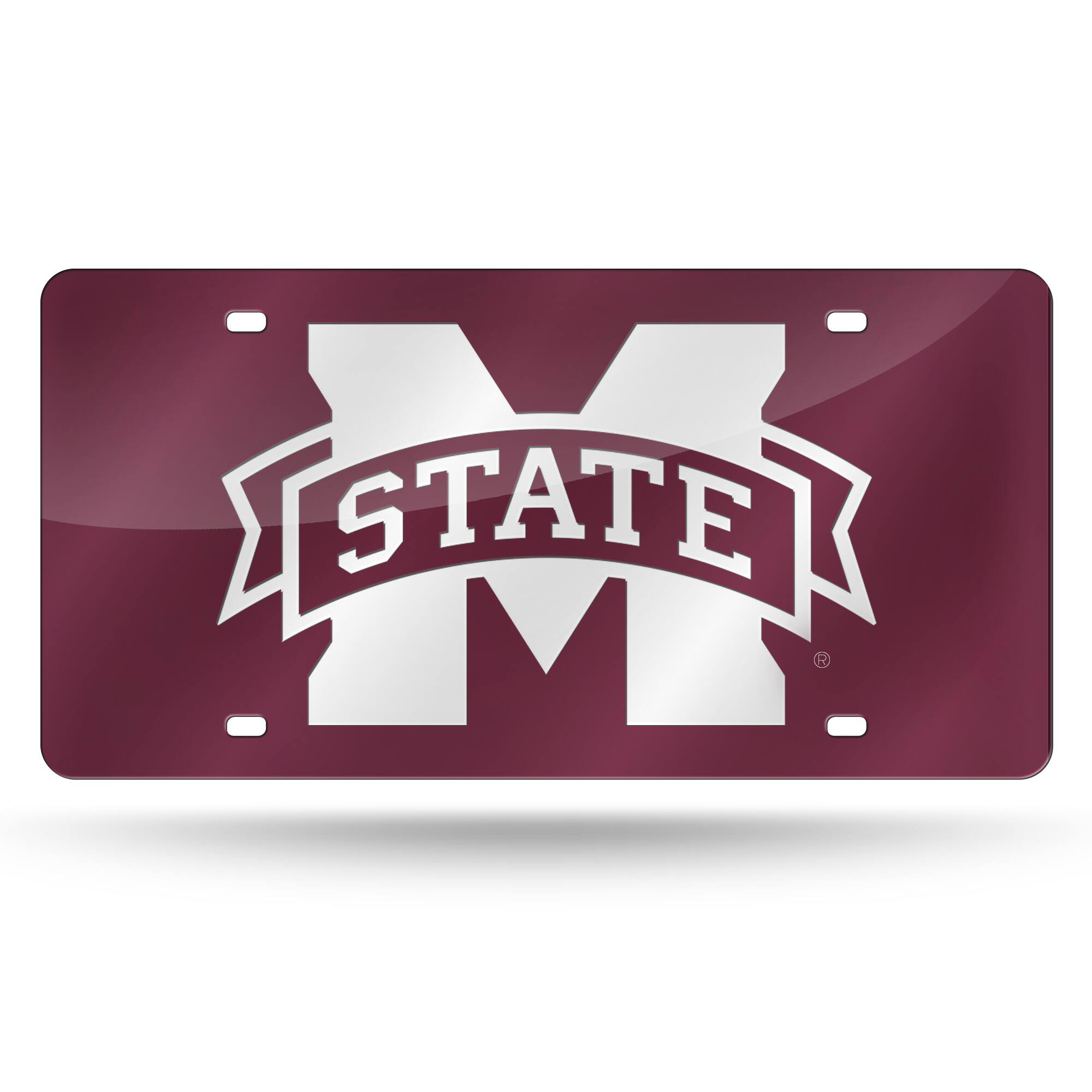 Mississippi State Bulldogs Dark Red Mirror Look Acrylic License Plate Laser Tag