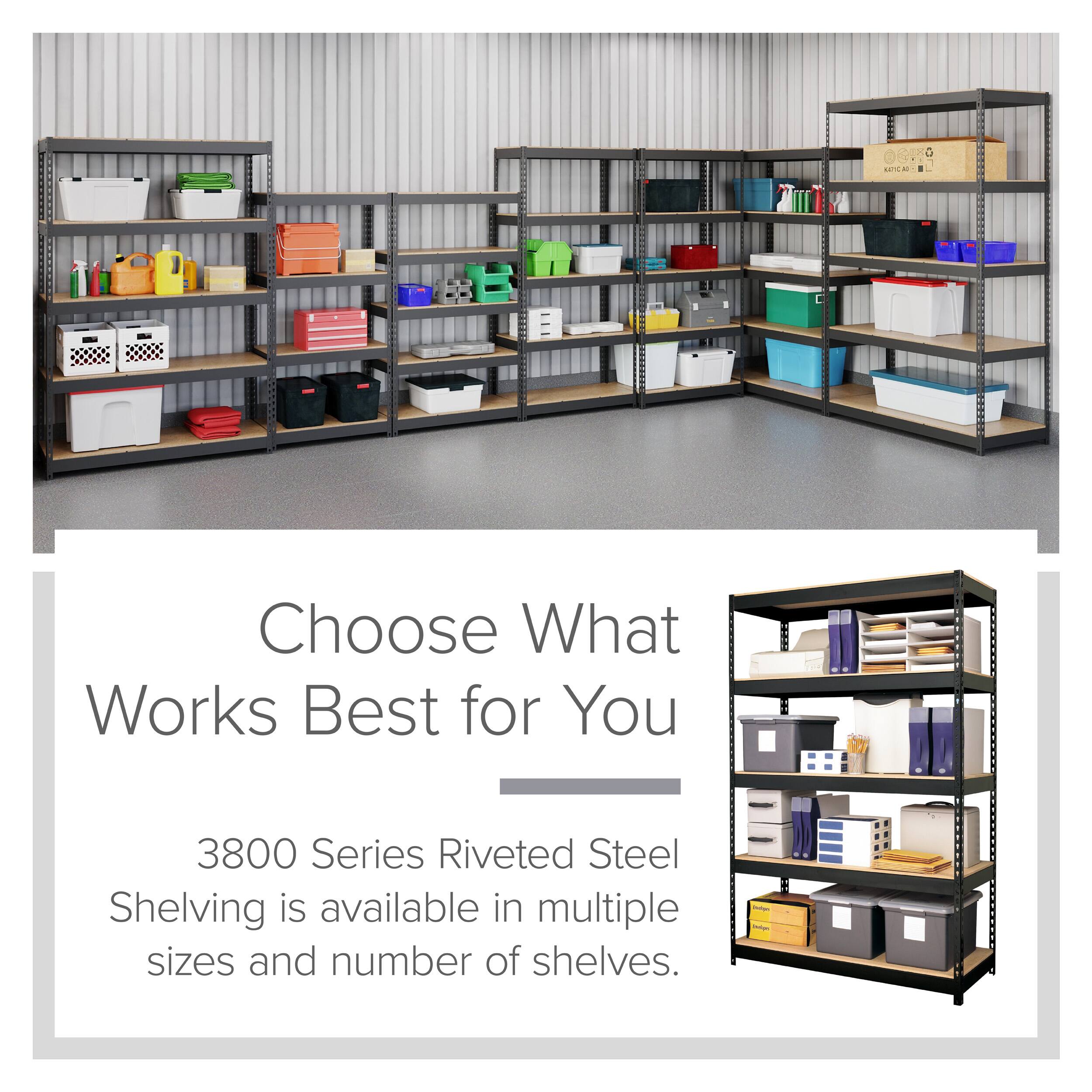 Choose What Works Best for You

3800 Series Riveted Steel Shelving is available in multiple sizes and number of shelves.
