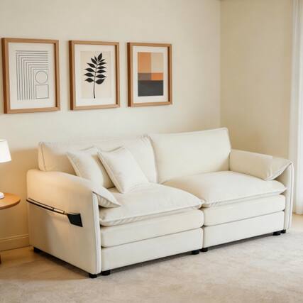 Front. Anysun - Oversized Chenille 2-Seat Loveseat - Modern Deep-Seat Cloud Couch for Living Room, Bedroom, Office, DIY Modular - Beige.