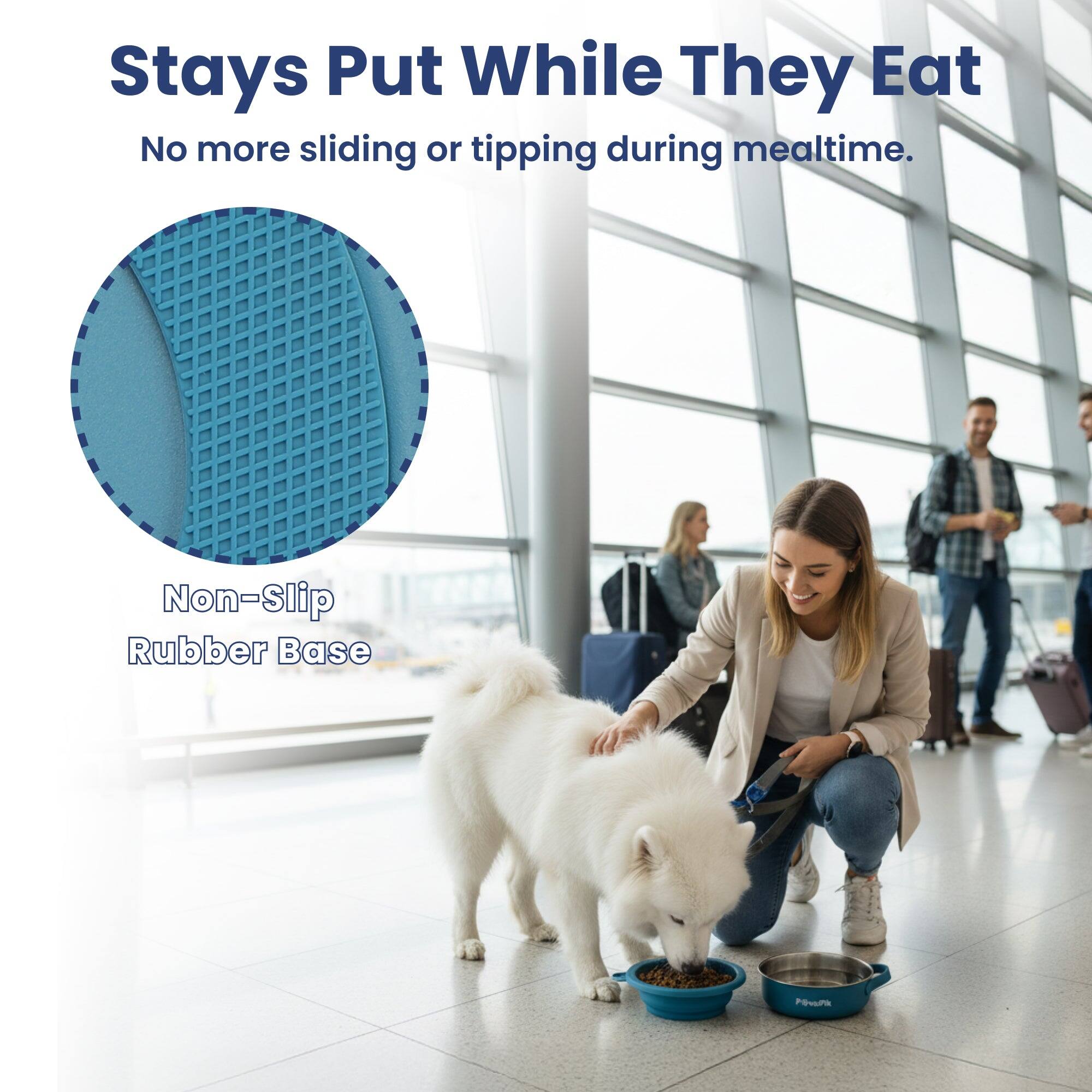 Stays Put While They Eat  
No more sliding or tipping during mealtime.  
Non-Slip Rubber Base