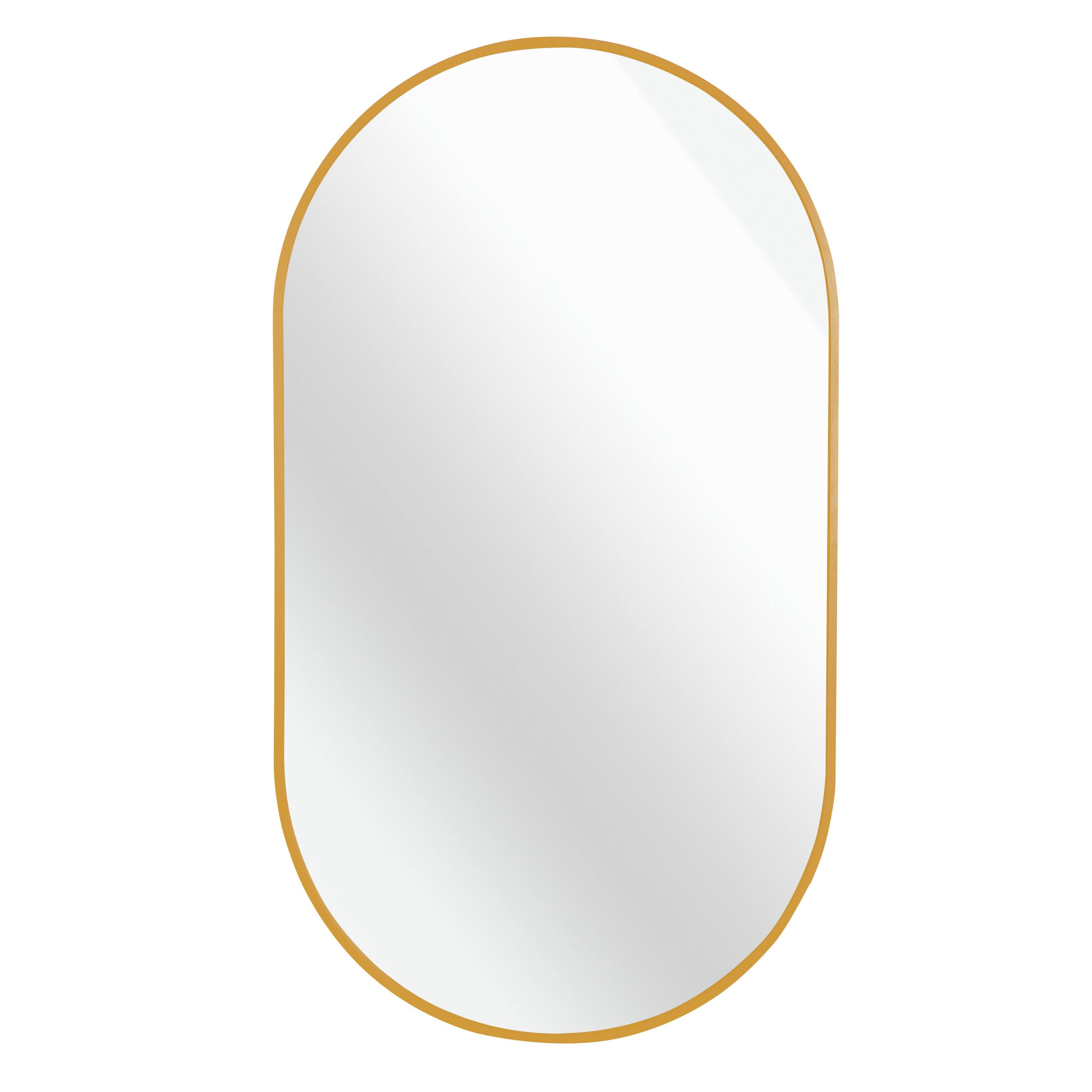 Alt View 2. PAIHOME - 20x28 Inch Capsule Oval Wall Mirror, HD Bathroom mirror, Child-Safe Decorative Mirror for Bedroom Bathroom Entryway - Gold.
