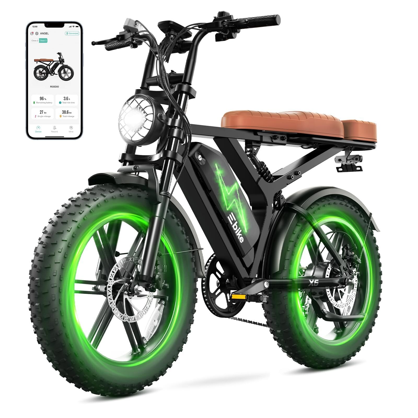 TST GRP - 20" 1500W Peak Electric Bike for Adults, 48V 15AH, E Bike for City Commuting, Off-Roading, Mountain - Black