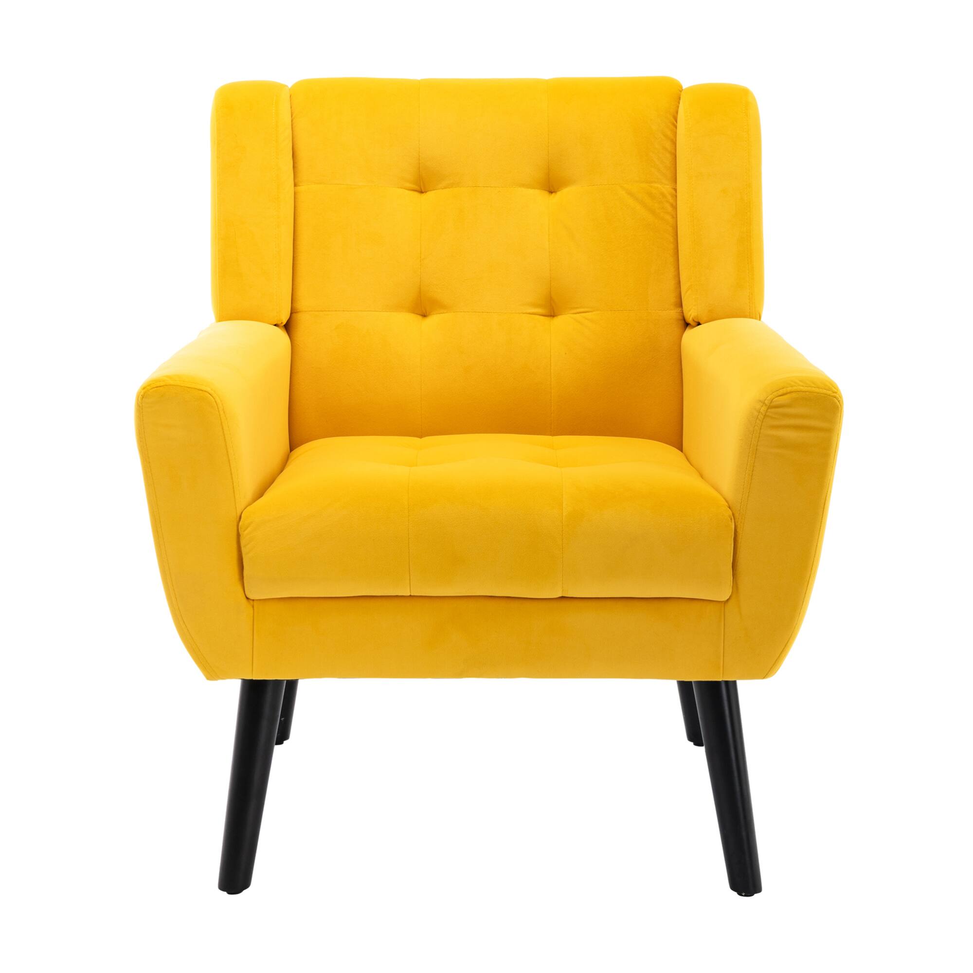 Alt View 6. GOODSILO - Luxury Velvet Upholstered Accent Chair with Ergonomic Design for Living Room and Bedroom Comfort - Yellow.