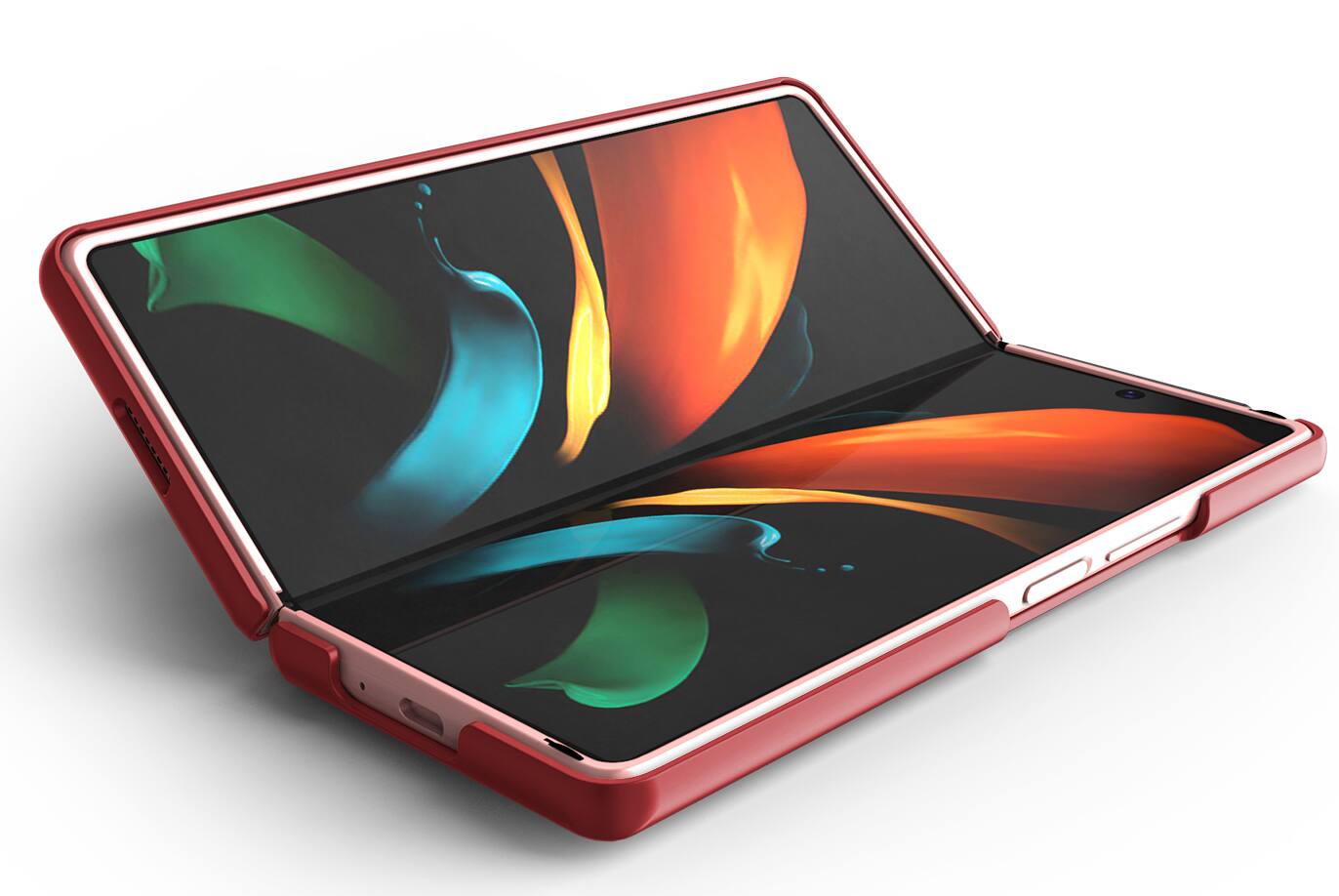 Alt View 3. Nakedcellphone - Slim Hard Case for Samsung Galaxy Z Fold 2 - Red.