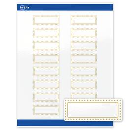 Avery - Labels, 1" x 2-5/8", Glossy Gold Border/Gold Dots - White