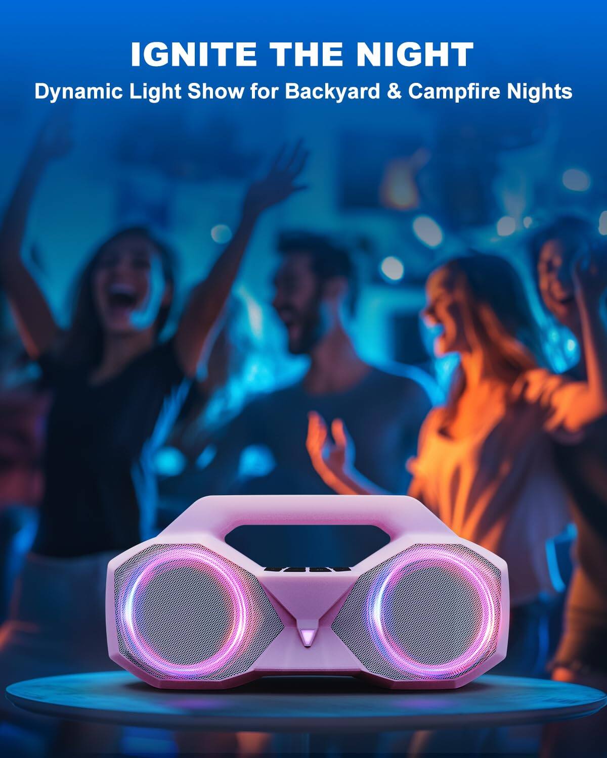 Dazzed Corner Bluetooth Speaker with Bass, Large Portable Wireless