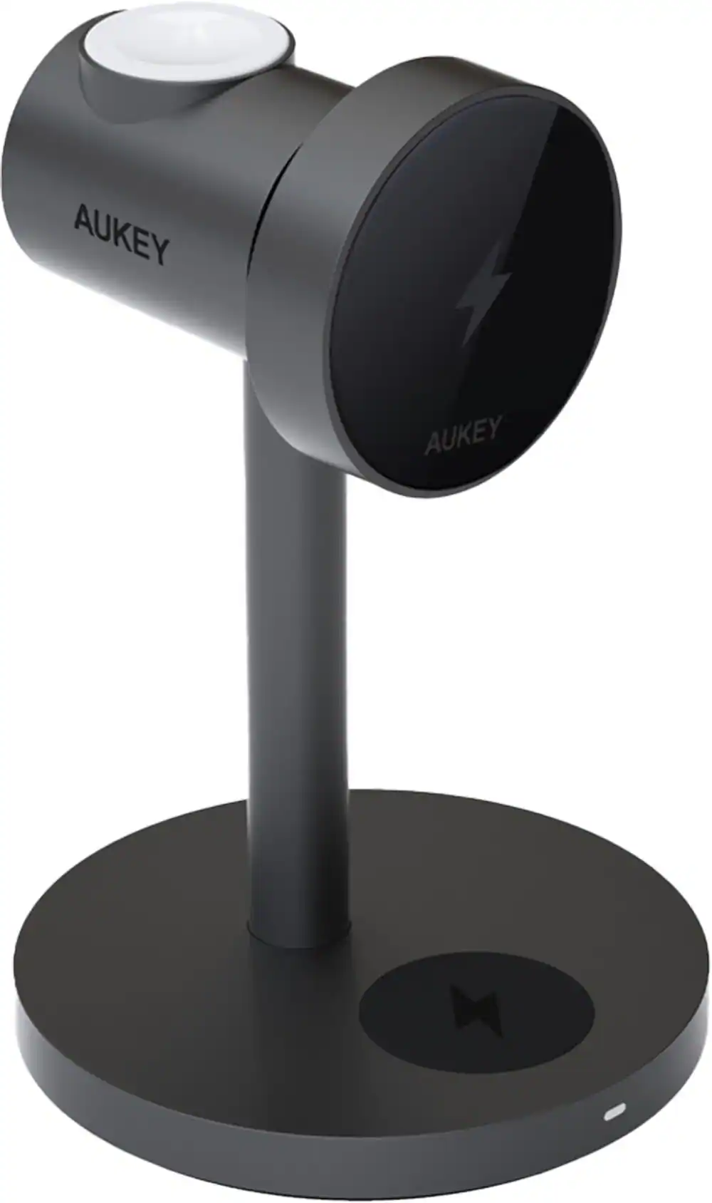 Aukey - MagFusion Magnetic Wireless Charging Station (Qi 2.0, 15W, 3-in-1) - Gray