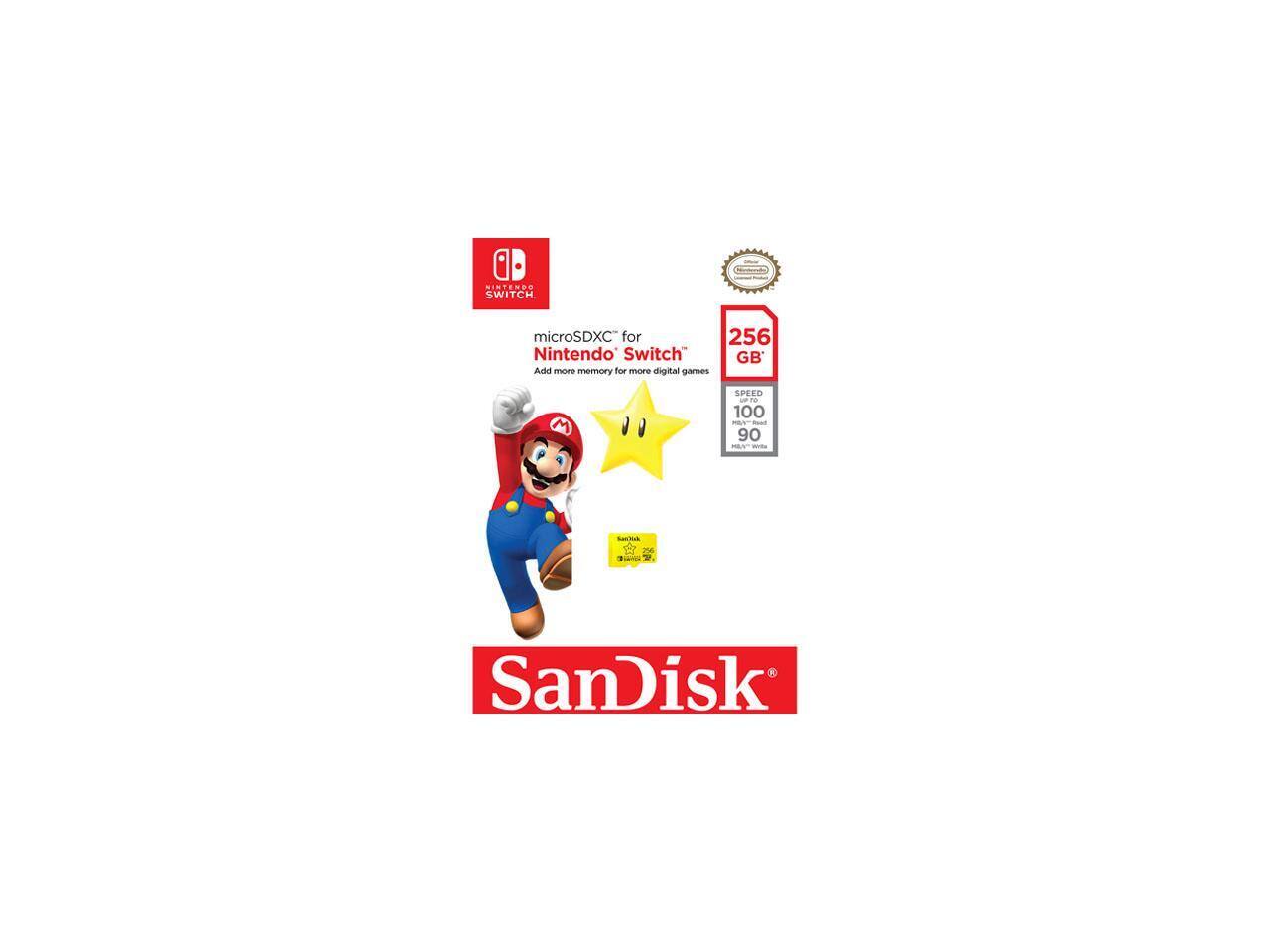 - microSDXC for Nintendo Switch
- Add more memory for more digital games
- 256 GB
- SPEED 100 MB/s
- 90 MB/s
- SanDisk