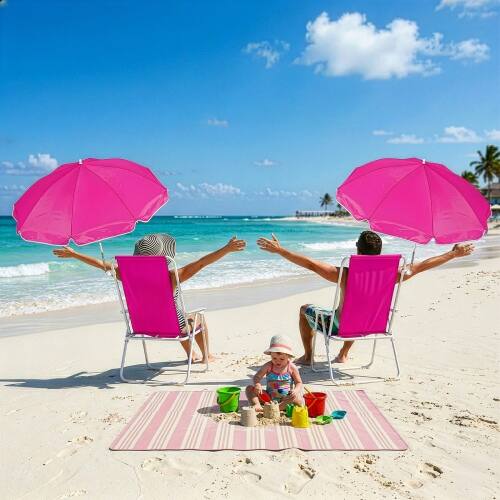 Alt View 6. Winado - 1PC Portable Folding Camping Beach Chair Large Height with Umbrella for Outdoor Camping Activity Travel Picnic Beach - Pink.