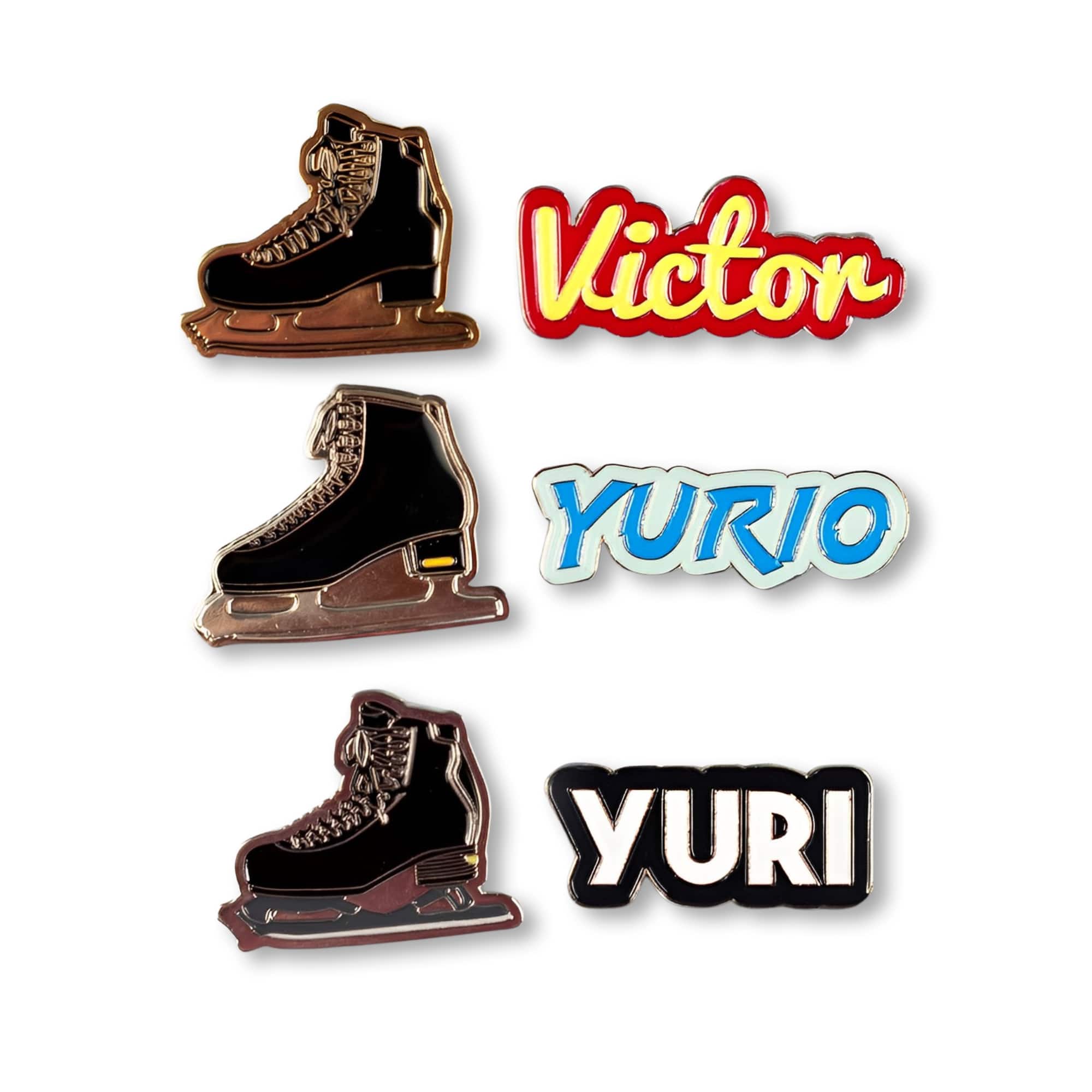 Just Funky - Yuri On Ice Collectible Enamel Pin Set| 6 Pack Collector’s Edition - Black