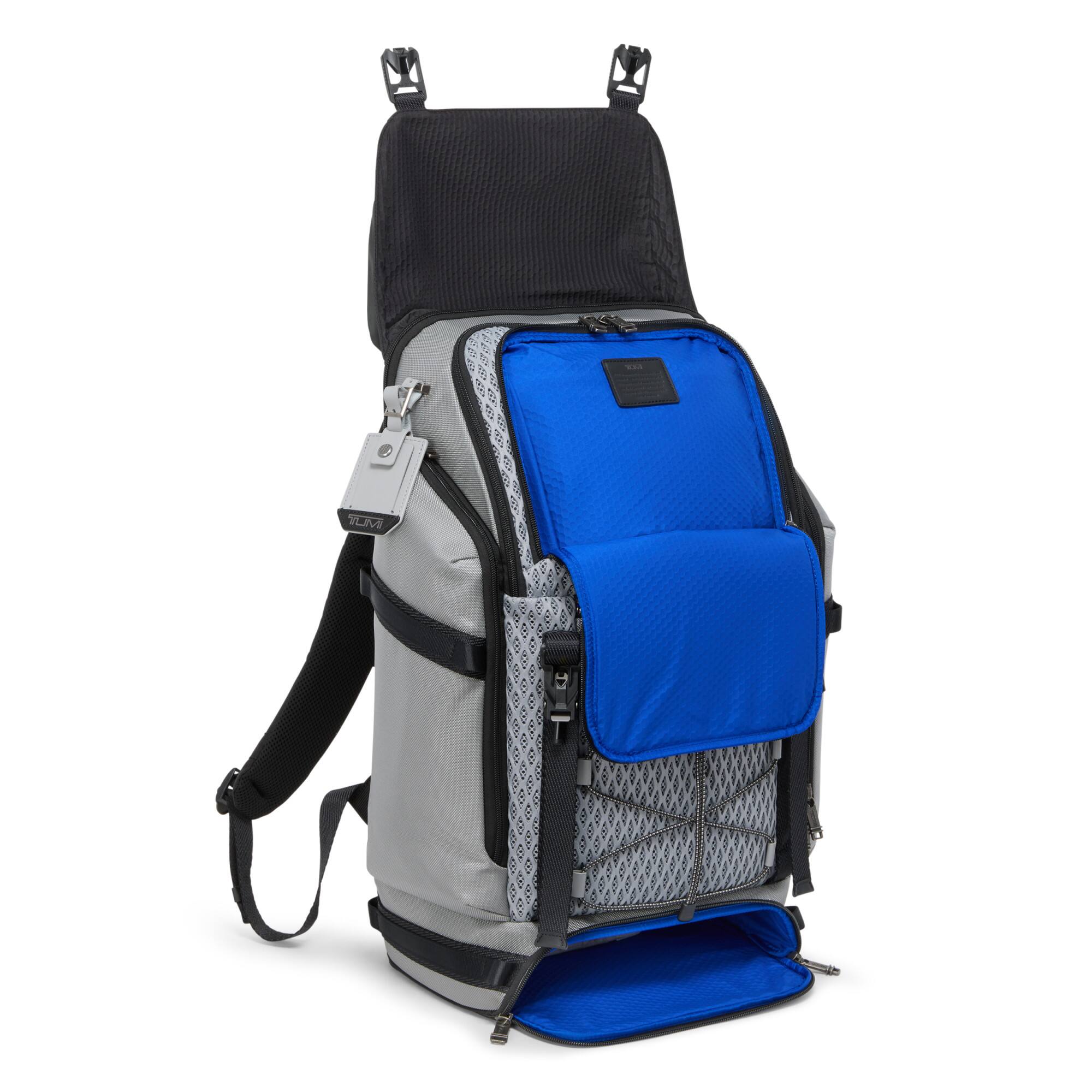 Back. TUMI - Alpha Bravo Expedition Backpack - Pearl Gray Mesh.