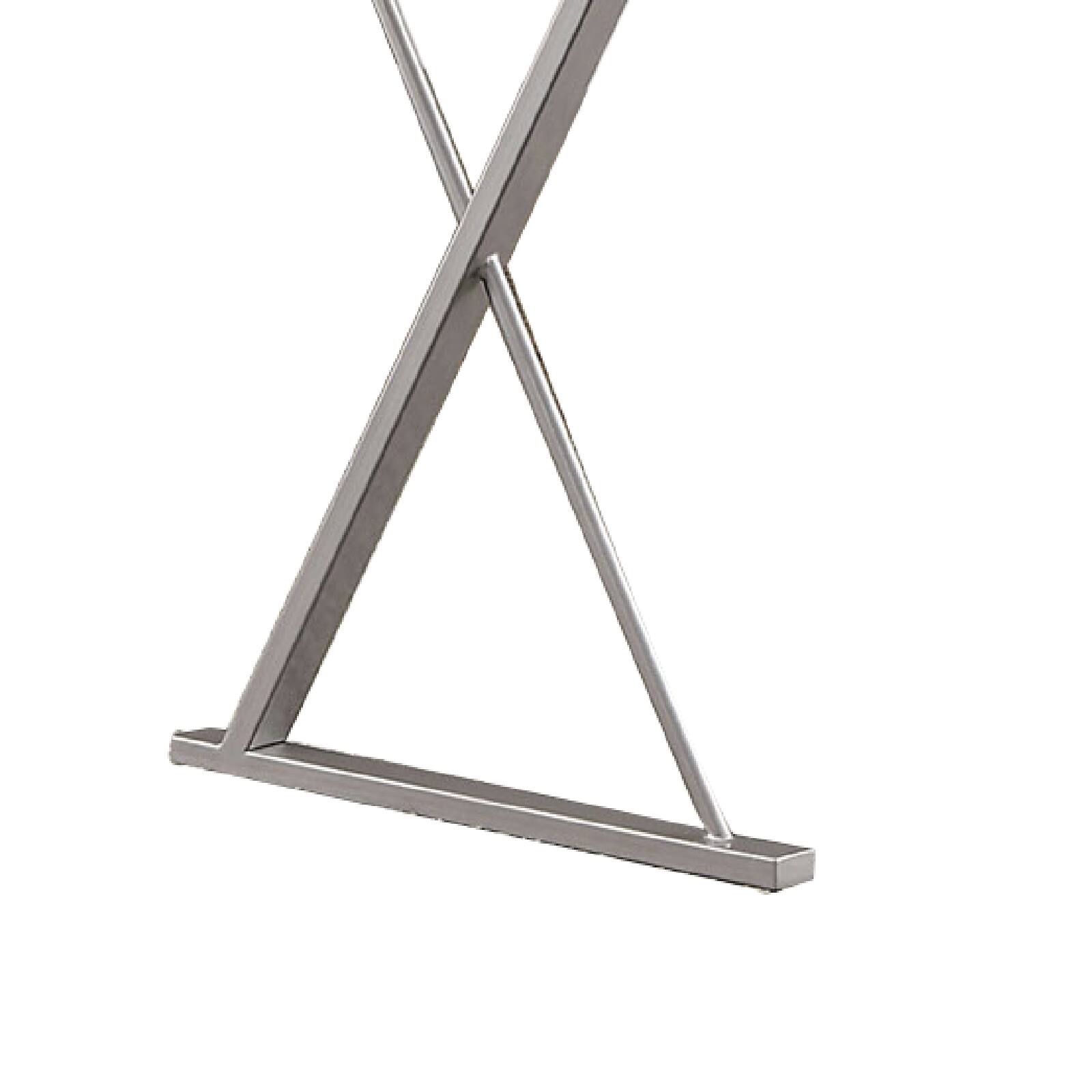 Angle. Manhattan Lane - Movable Glass Top Desk with X Shaped Side Panel, White and Clear - White and Clear.