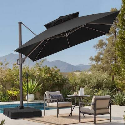 Alt View 6. Crestlive Products - Crestlive Products 11ft Aluminum Black Slide-tilt Cantilever Patio Umbrella Base - Black.