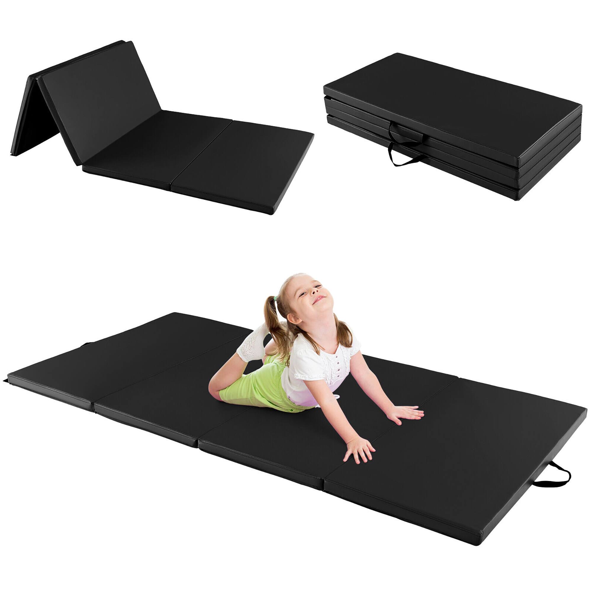 Alt View 7. Gymax - Gymax 8' x 4' x 2'' Folding Gymnastics Mat Tumbling Exercise PU Leather Cover for Yoga - Black.