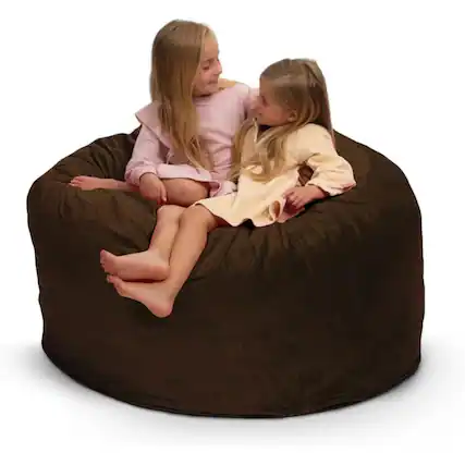 Front. Ultimate Sack - Ultimate Sack 4ft Bean Bag Chair, Oversized Indoor Comfy Lounger, Brown Suede - Brown.