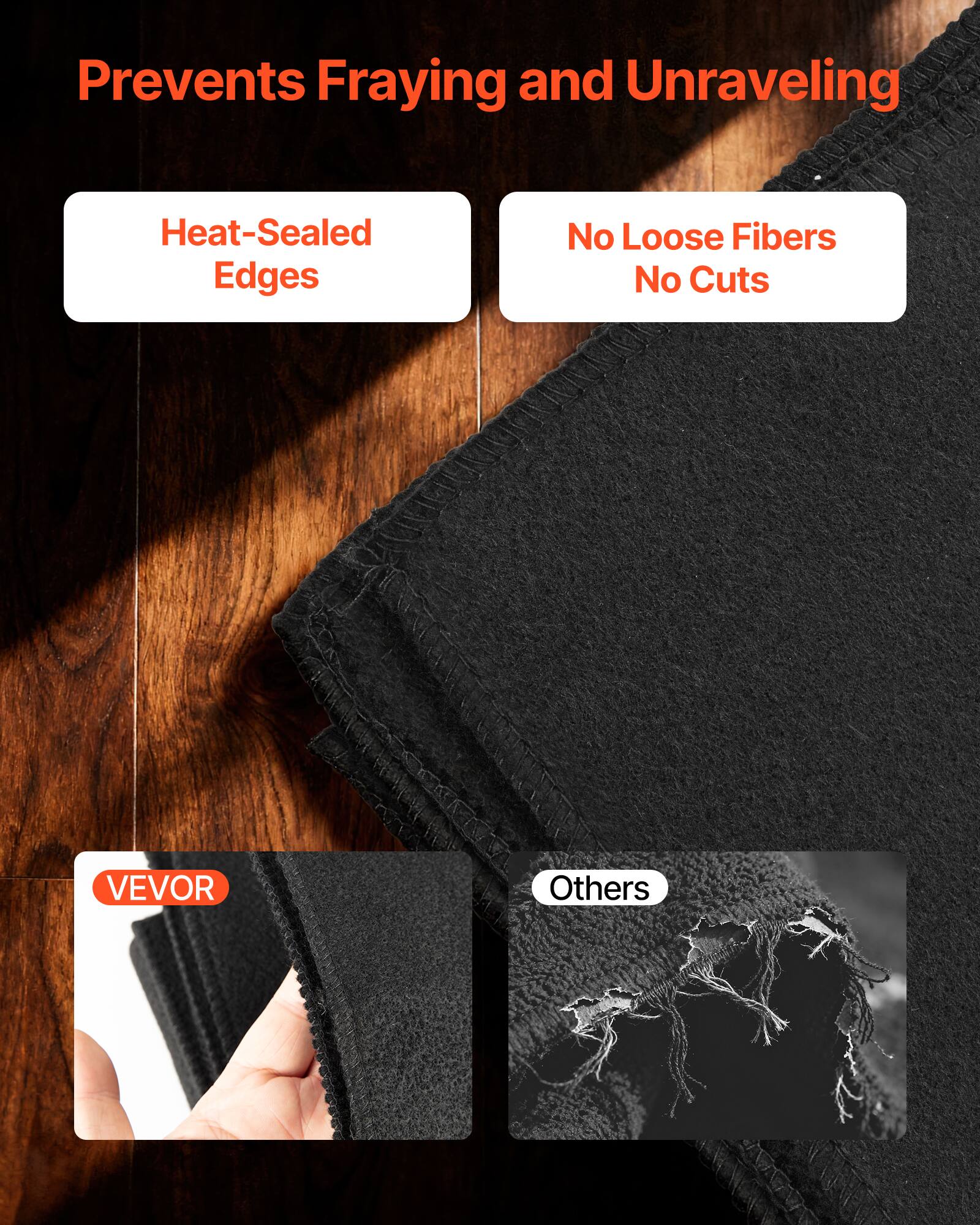 Prevents Fraying and Unraveling

- Heat-Sealed Edges
- No Loose Fibers No Cuts

VEVOR

Others