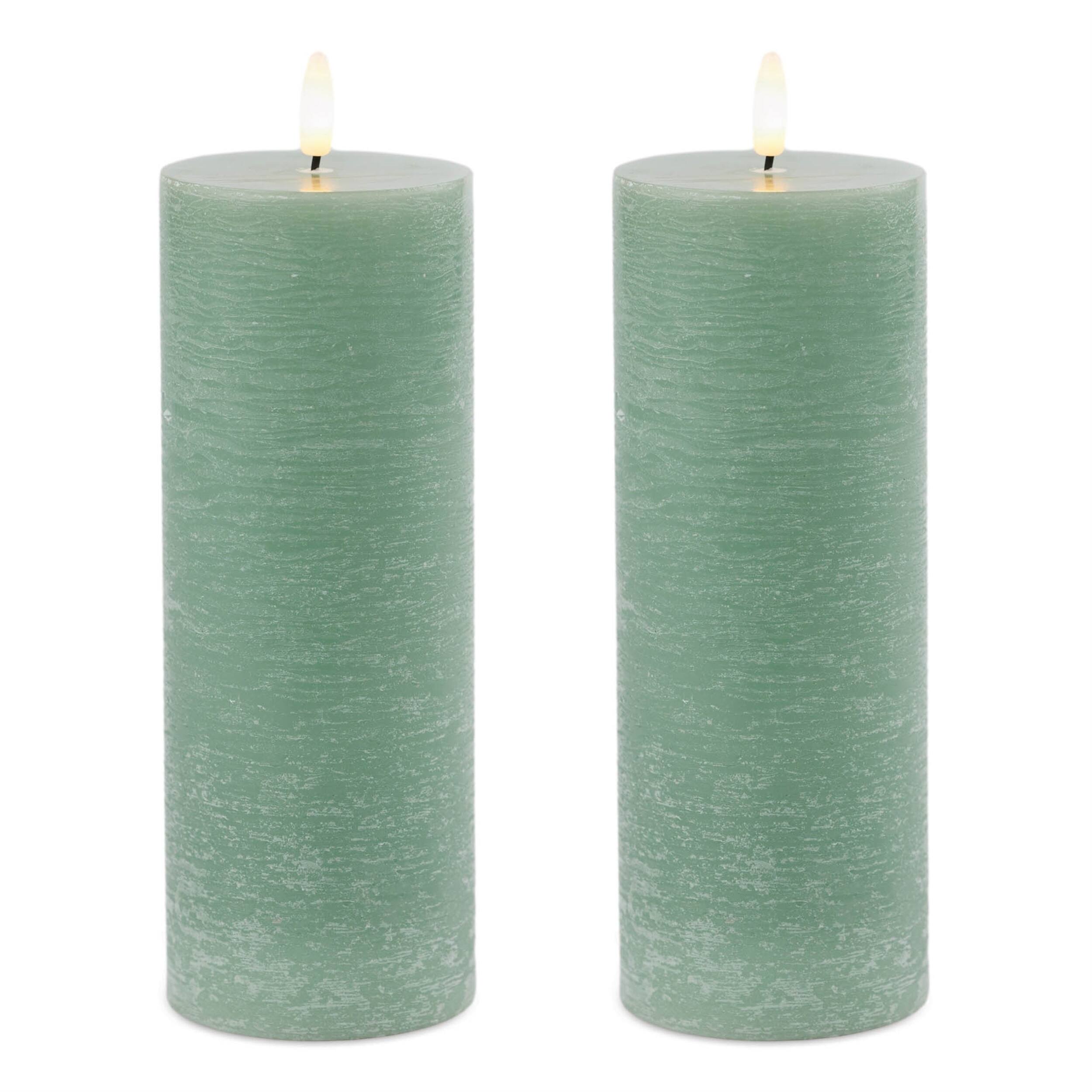 Angle. BreeBe - FIA Wick Green Pillar Candle (Set of 2) - Green.