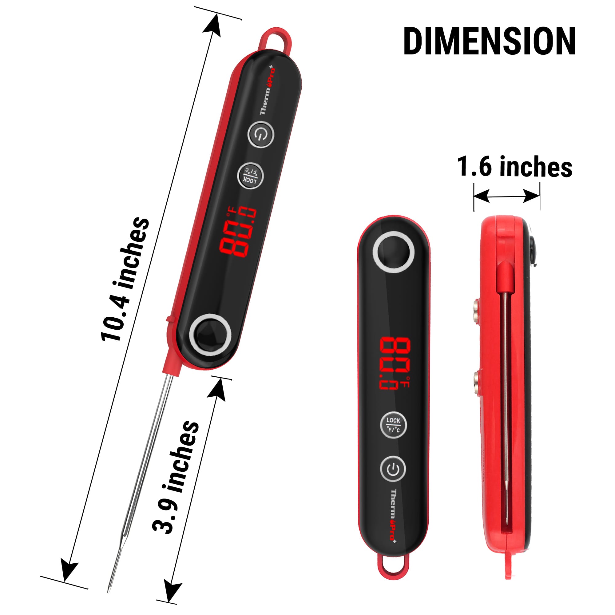 The text on the image reads: "Dimension 0.14 x 1.6 inches 80.6 x 10.4 inches 3.9 x 9 inches."