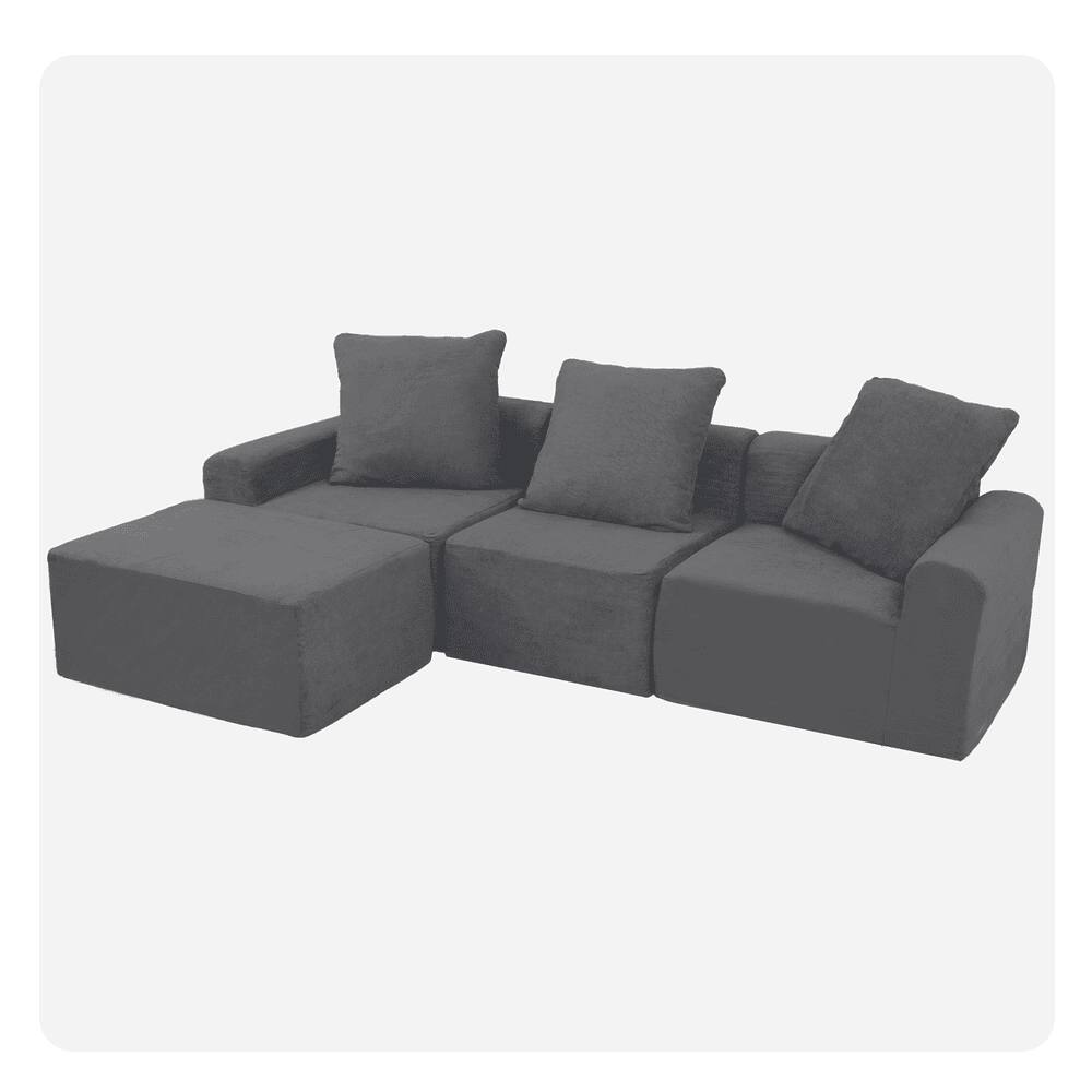 Alt View 7. Kadyn - Modular Sectional Sofa Set, Convertible Microfiber Design with Compact Compression Packaging - Gray.