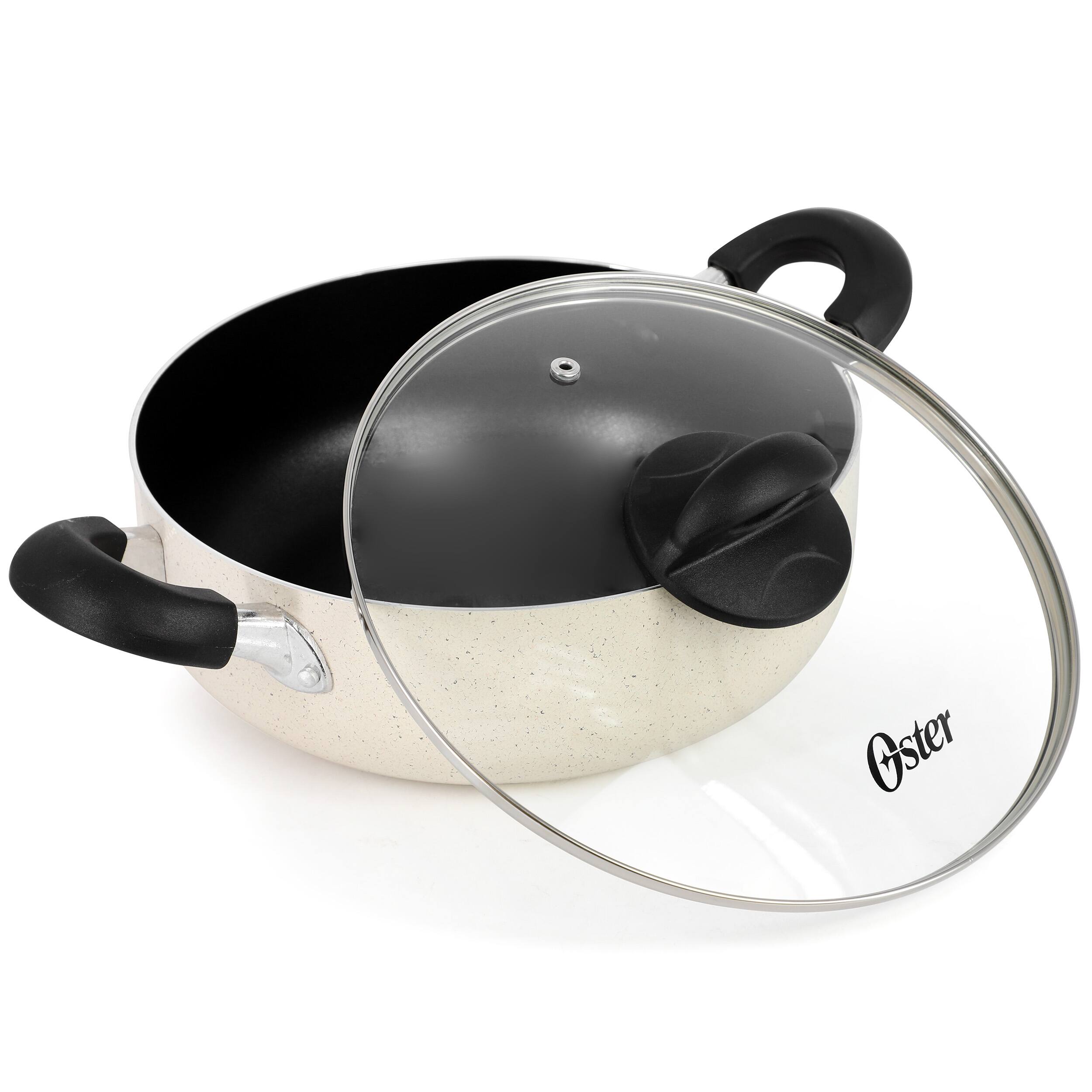 Alt View 1. Oster - Oster Clairborne 3.6 Quart Nonstick Aluminum Caldero with Lid in Linen - Linen.