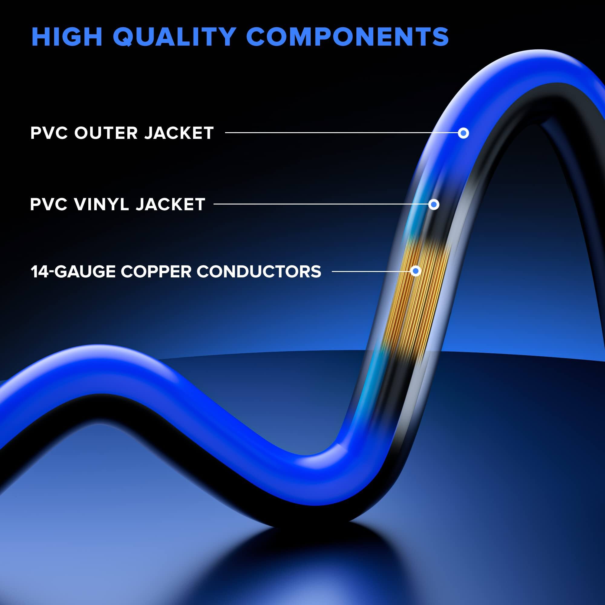 HIGH QUALITY COMPONENTS

- PVC OUTER JACKET
- PVC VINYL JACKET
- 14-GAUGE COPPER CONDUCTORS