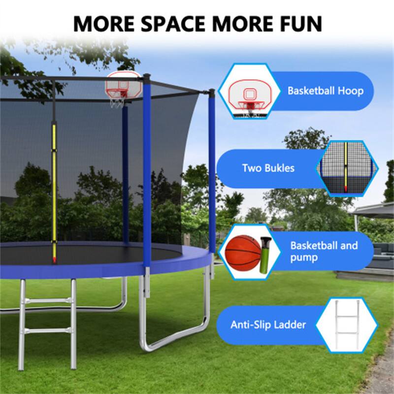 MORE SPACE MORE FUN

- Basketball Hoop
- Two Buckles
- Basketball and pump
- Anti-Slip Ladder
