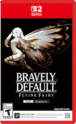 Bravely Default: Flying Fairy is a video game for the Nintendo Switch console. It is a remastered version of the original game, and it is rated as a Teen game by the ESRB. The game requires a 11 GB full game download via the internet. The game-key card is required to play the game. - T (Teen 13+)