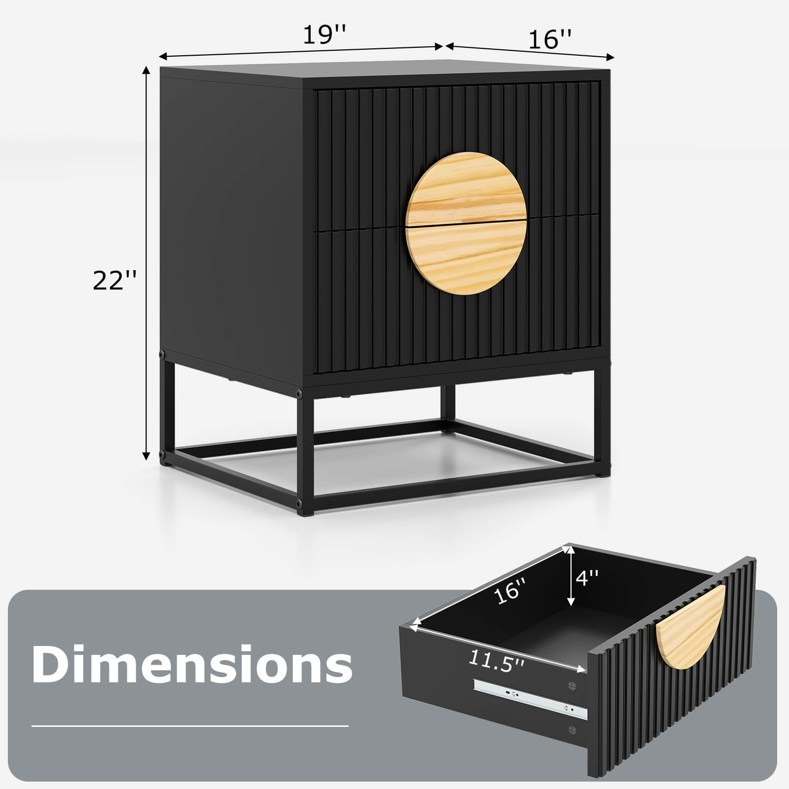 Dimensions  
19" x 16" x 22"  
11.5" x 16" x 4"