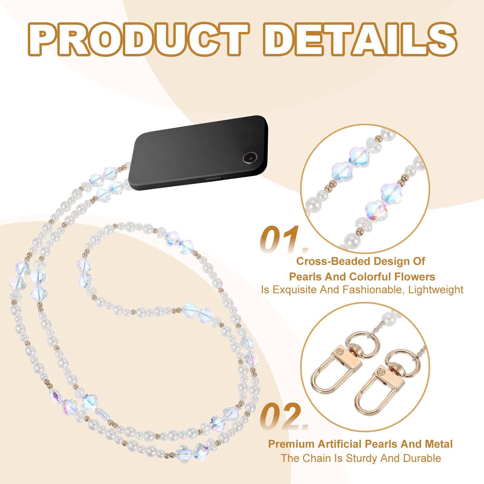 PRODUCT DETAILS

01. Cross-Beaded Design Of Pearls And Colorful Flowers Is Exquisite And Fashionable, Lightweight

02. Premium Artificial Pearls And Metal The Chain Is Sturdy And Durable