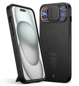 SURITCH - Bumper Case for iPhone 14+ Plus/15+ Plus with Camera Cover, Compatible with MagSafe, Shockproof Slim Protective Cover - Aurora Black