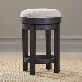 Liberty Furniture Industries - Swivel Console Stool 25" Height - Oak Wood with Taupe Linen - Peppercorn