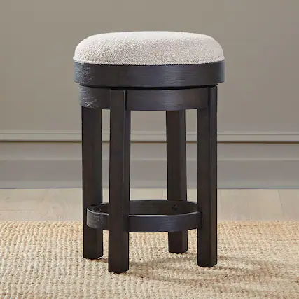 Front. Liberty Furniture Industries - Swivel Console Stool 25" Height - Peppercorn Oak Wood with Taupe Linen - Peppercorn.