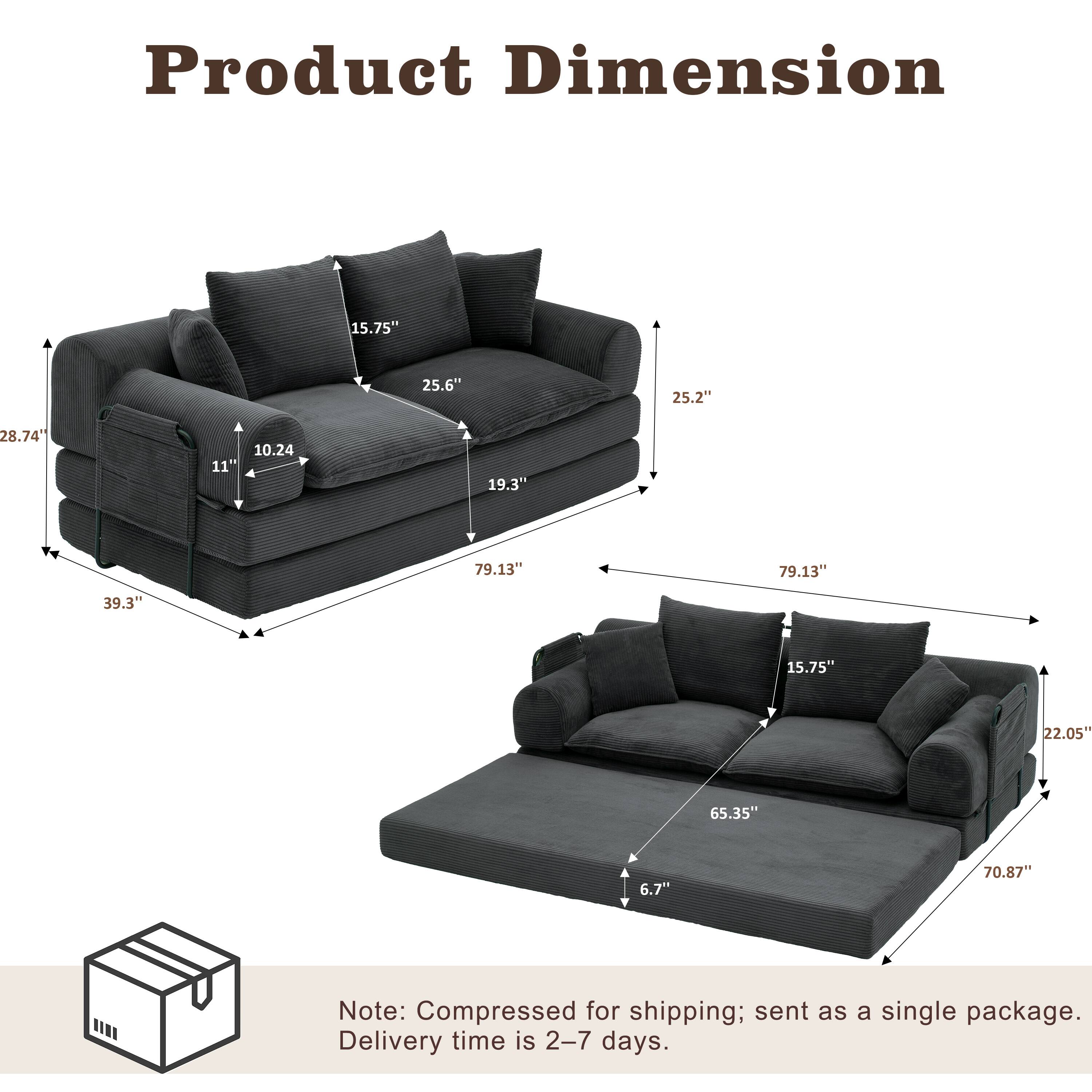 Product Dimension: 15.75" x 25.6" x 25.2" x 28.74" x 11" x 10.24" x 19.3" x 79.13" x 79.13" x 39.3" x 15.75" x 22.05" x 65.35" x 6.7" x 70.87"  
Note: Compressed for shipping; sent as a single package. Delivery time is 2-7 days.