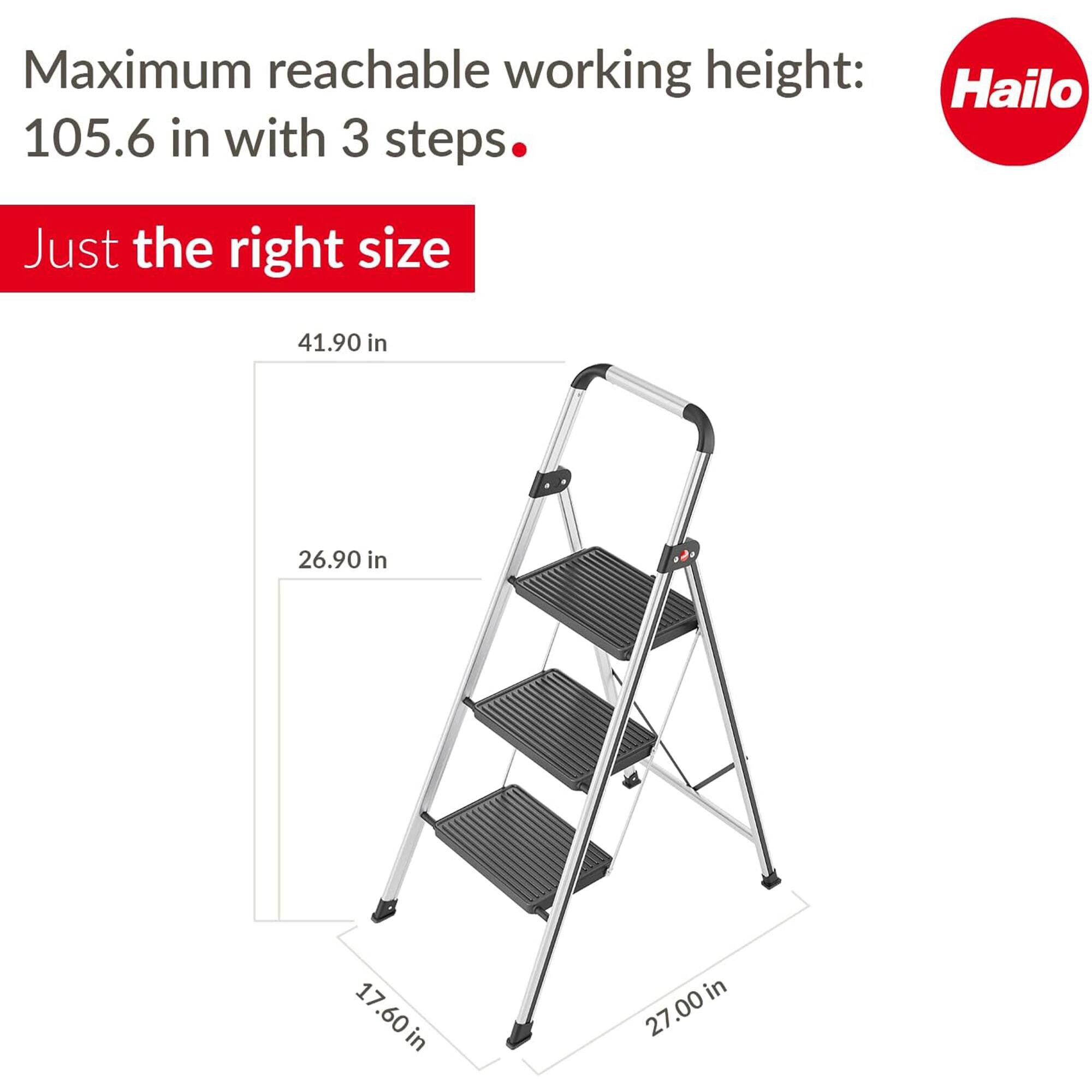Maximum reachable working height: 105.6 in with 3 steps.

Just the right size

41.90 in

26.90 in

17.60 in

27.00 in