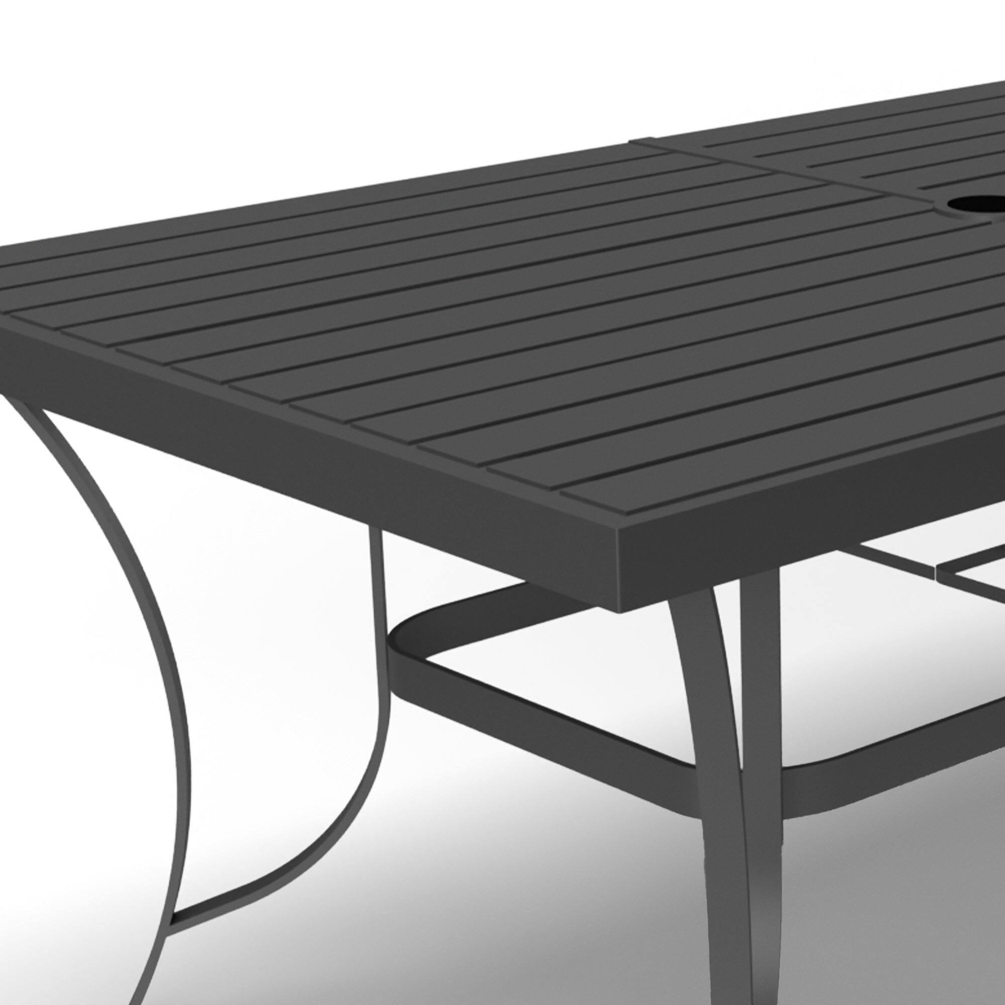 Alt View 3. Four Seasons Courtyard - Four Seasons Courtyard Palermo Slat Top Table with Frame and Umbrella Hole, Gray - Gray.