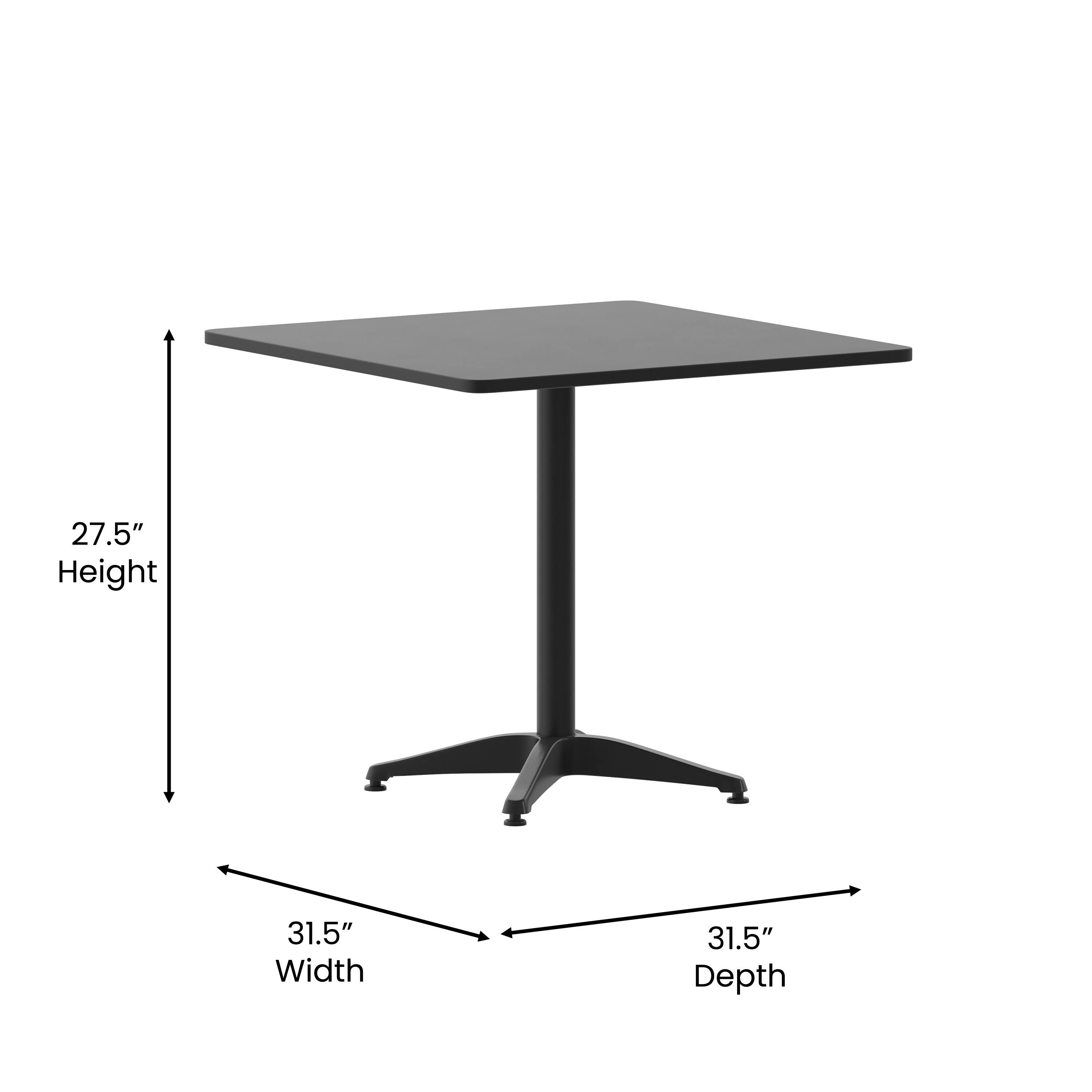27.5" Height  
31.5" Width  
31.5" Depth